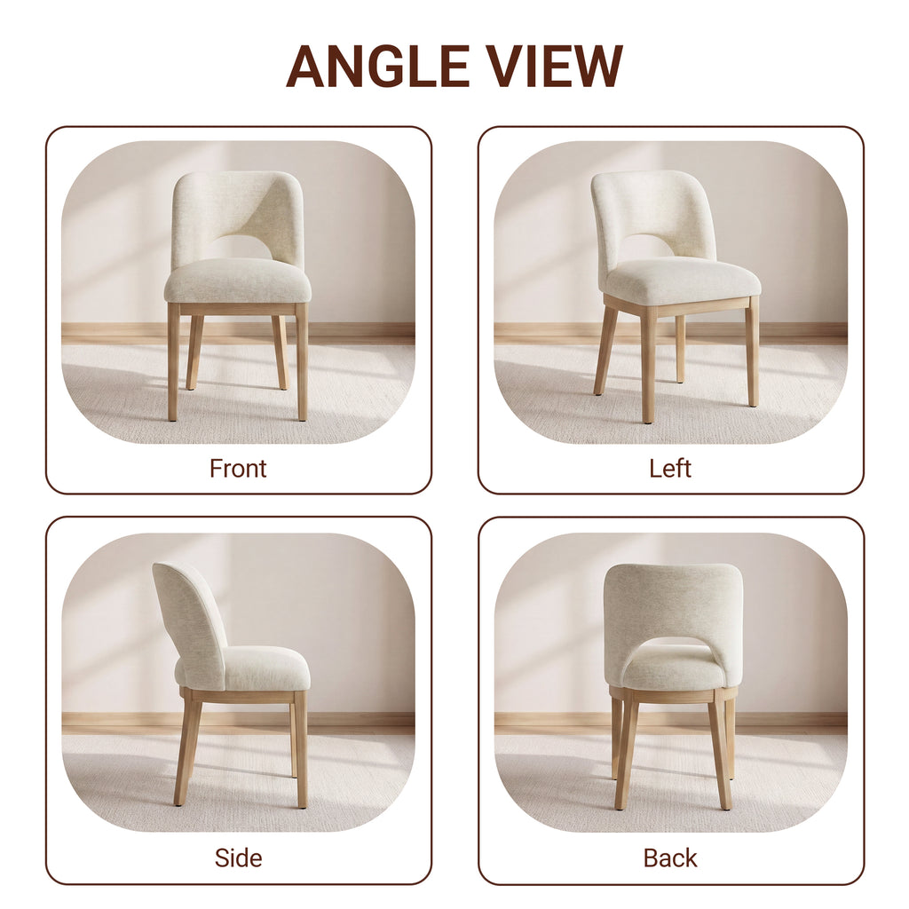 AFO Dining Chairs, Mid-Century Modern Upholstered Kitchen Chairs with Cutout Back &amp; Solid Wood Legs