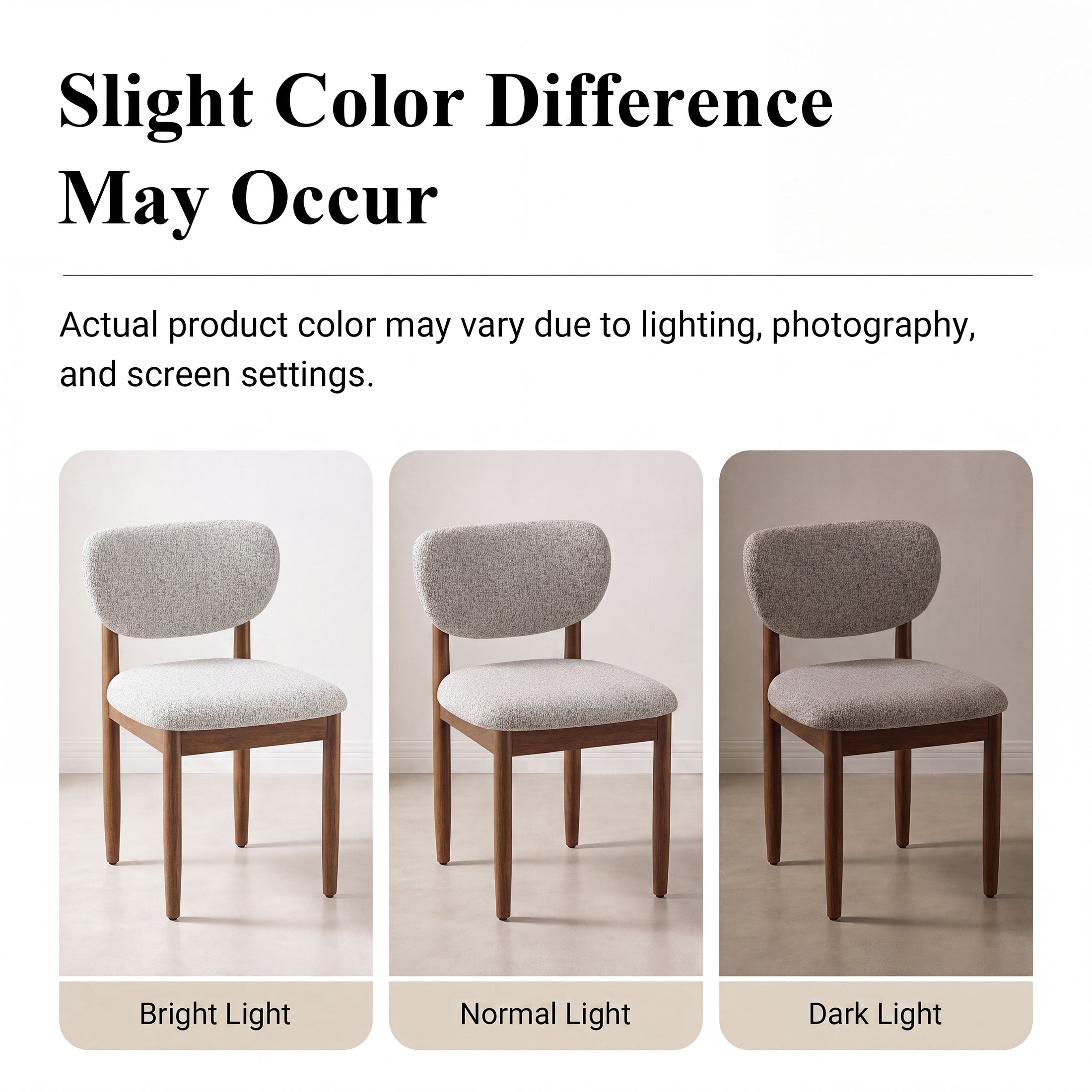AFO Dining Chairs Solid Wood Upholstered Dining Chairs with Textured Chenille Fabric, Walnut Finish