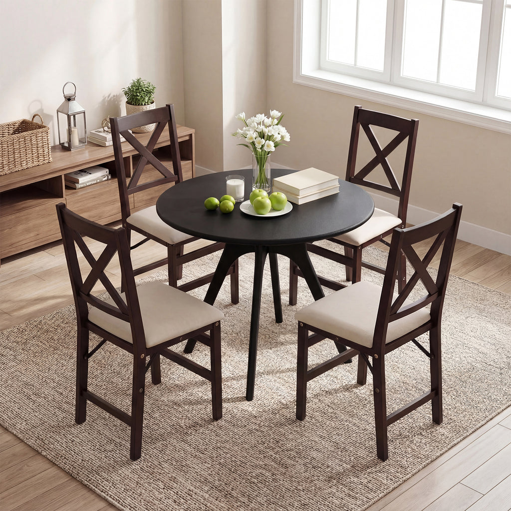 Foldable Solid Wood Cross-Back Dining Chairs Set of 2