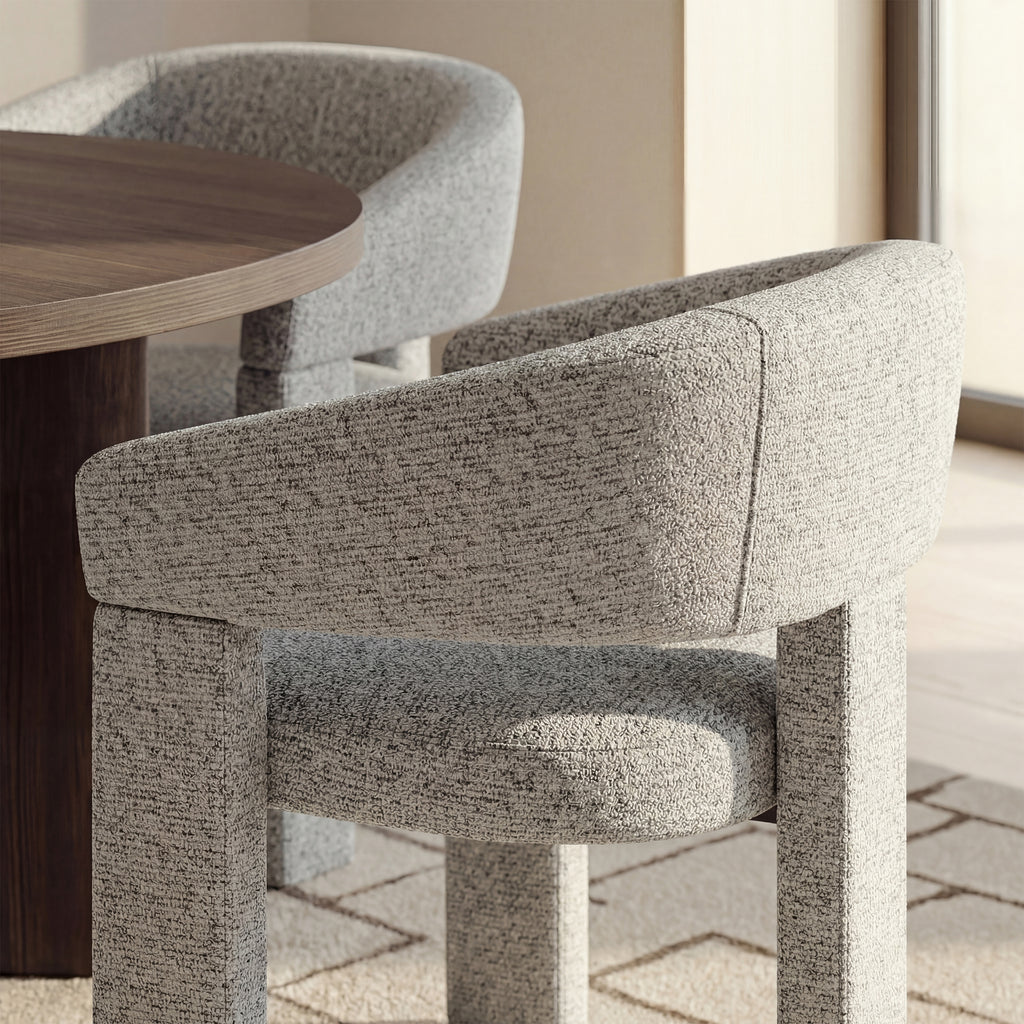 AFO Modern Chenille Dining Chair with Solid Wood Legs & Ergonomic Back