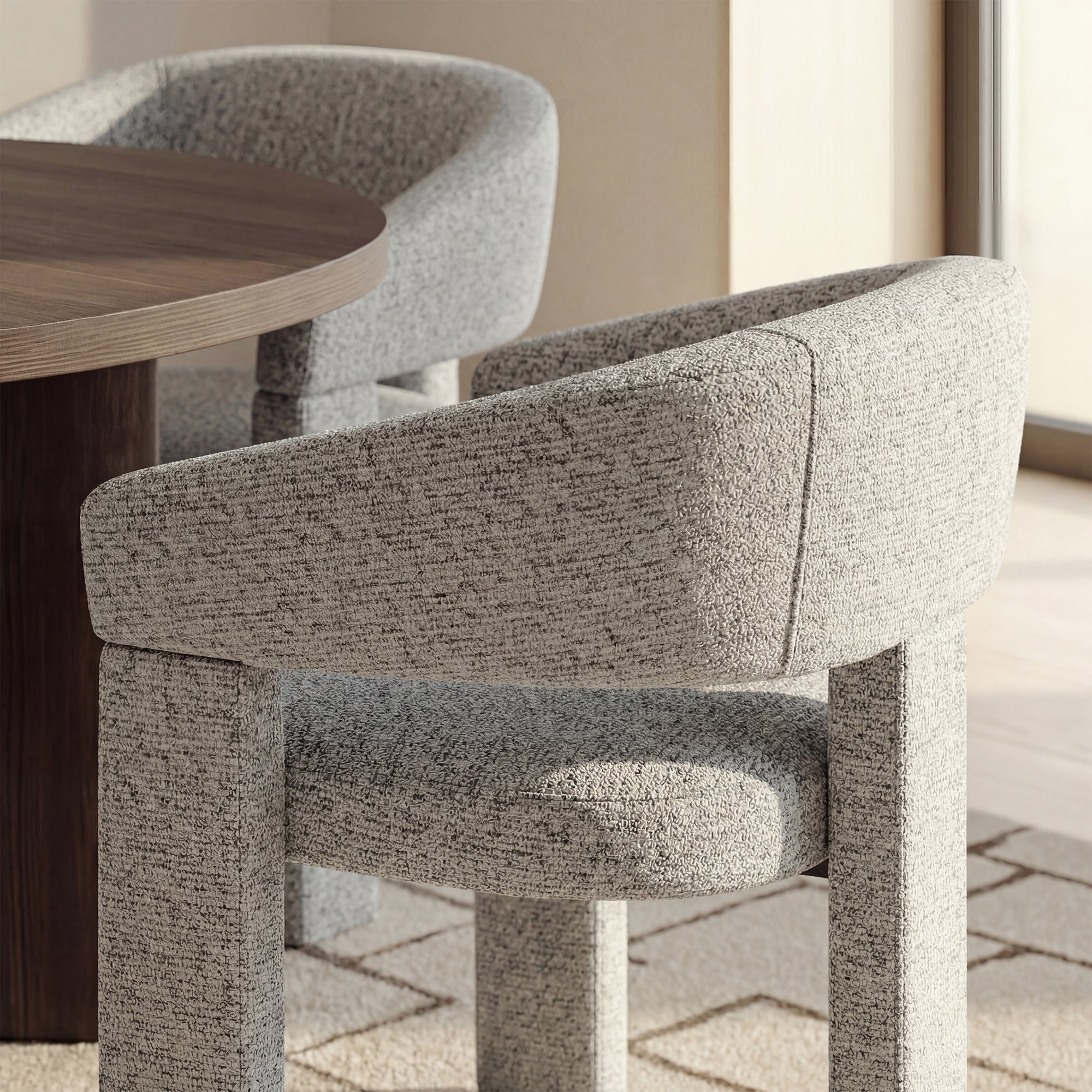 AFO Modern Chenille Dining Chair with Solid Wood Legs & Ergonomic Back