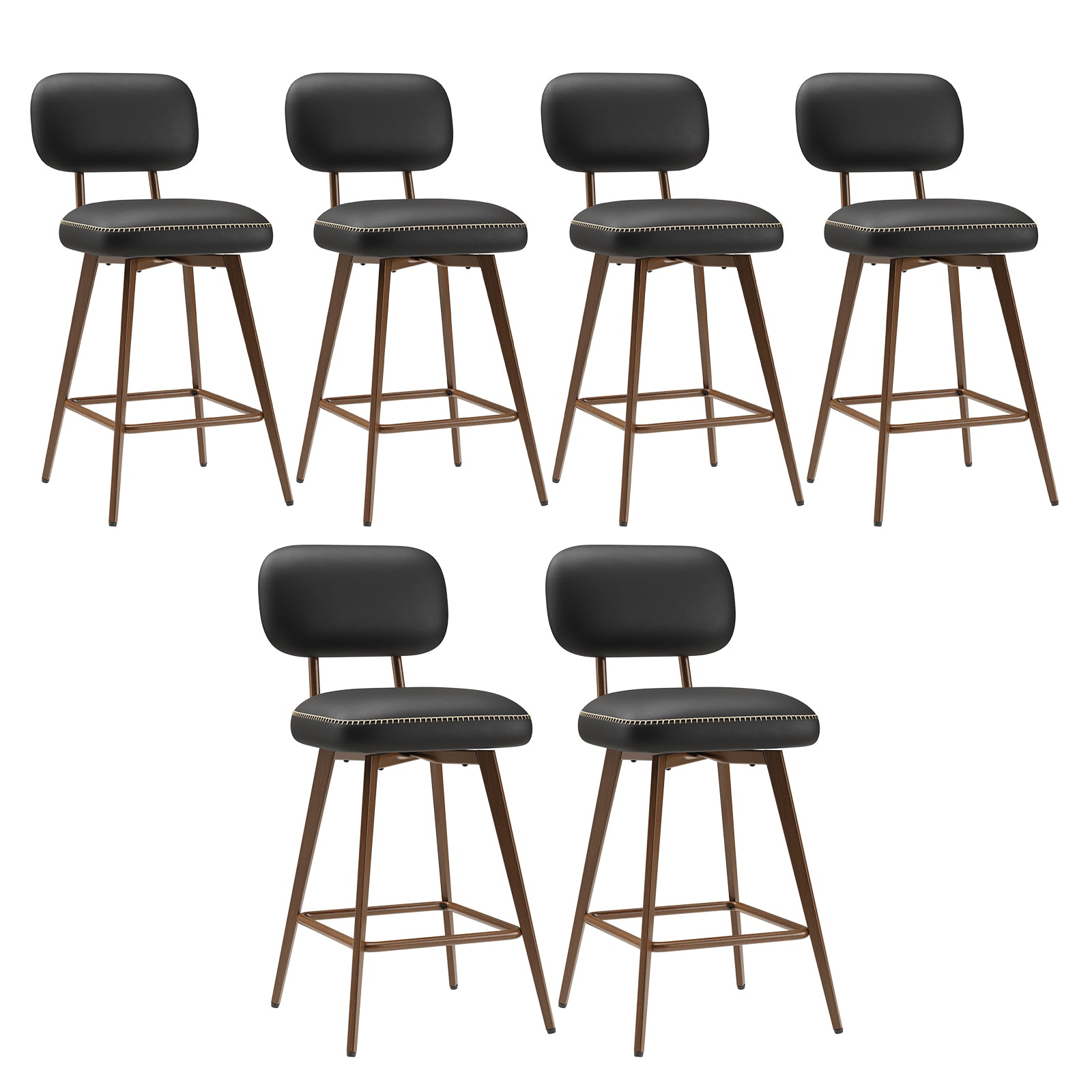 Swivel Faux Leather Counter Height Bar Stools for Kitchen Island, Café