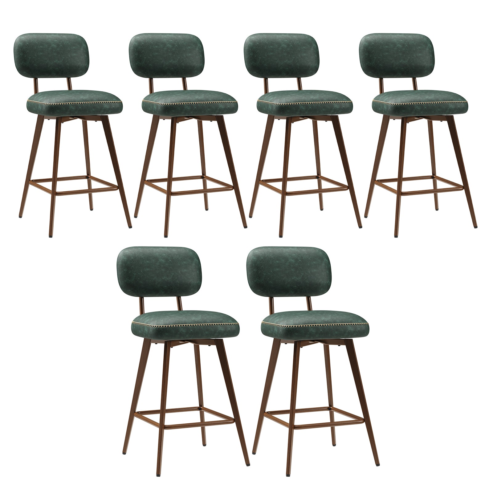 Swivel Faux Leather Counter Height Bar Stools for Kitchen Island, Café