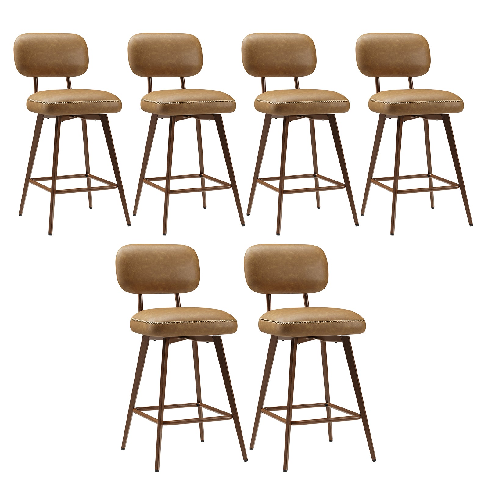 Swivel Faux Leather Counter Height Bar Stools for Kitchen Island, Café