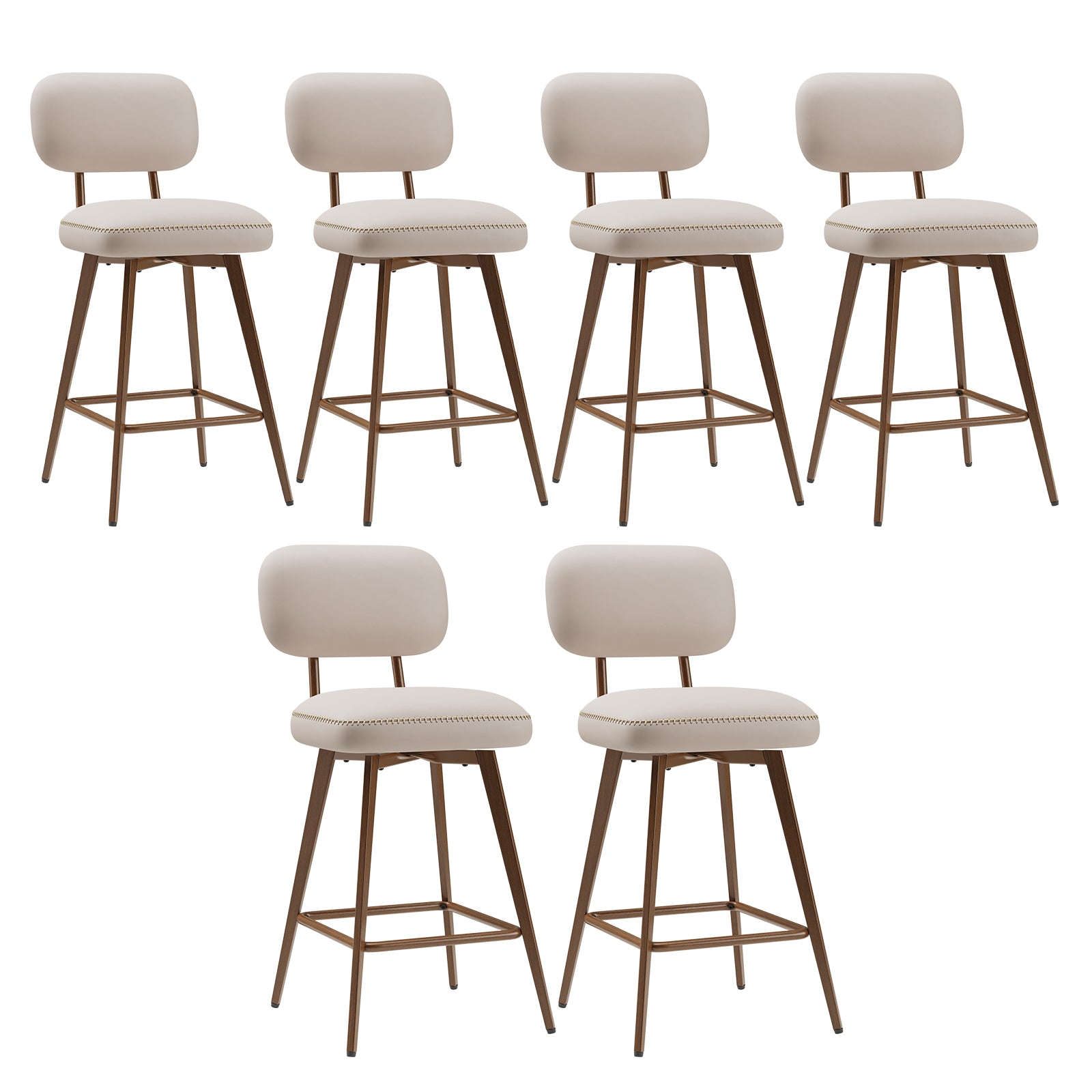 Swivel Faux Leather Counter Height Bar Stools for Kitchen Island, Café