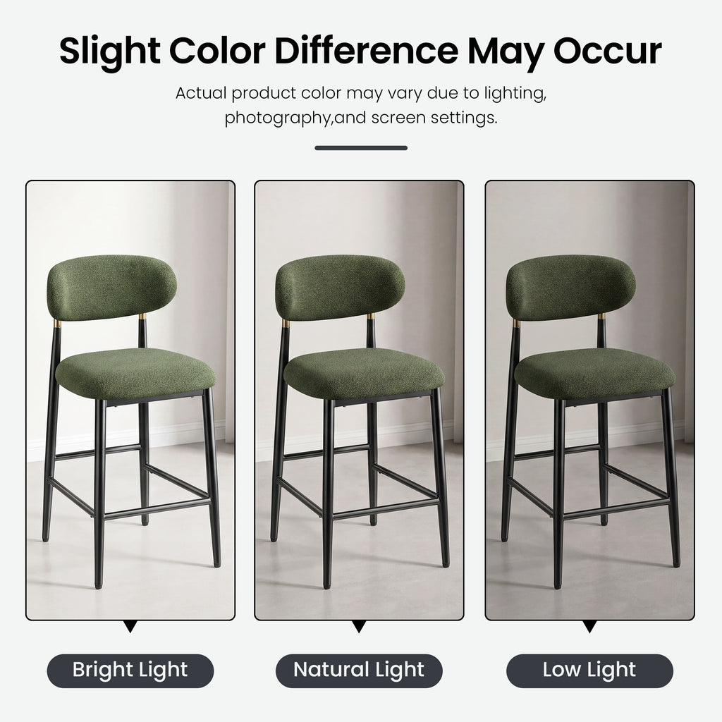 AFO 26.7" Upholstered Counter Height Bar Stools, Kitchen Island Stools With Study Metal Frame, Suitable for 35"-40" Table, Modern Counter Chairs for Dining Room
