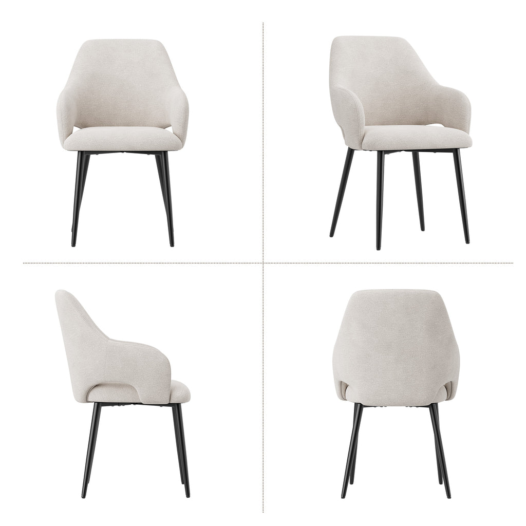 AFO Modern Chenille Dining Chair with Metal Legs & Ergonomic Back