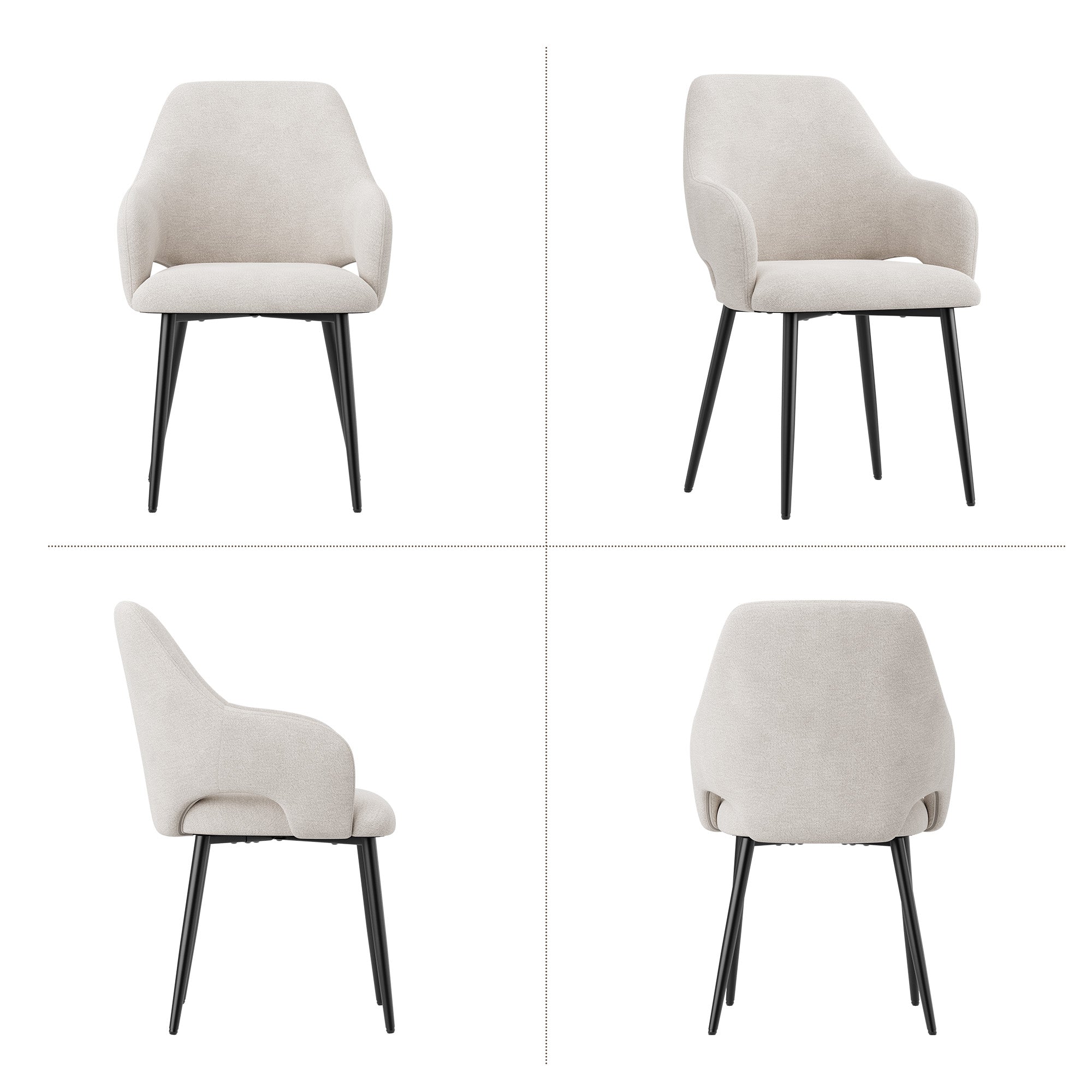 AFO Modern Chenille Dining Chair with Metal Legs & Ergonomic Back