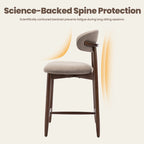 AFO Upholstered Counter Height Bar Stool - Ergonomic Back & Wooden Base