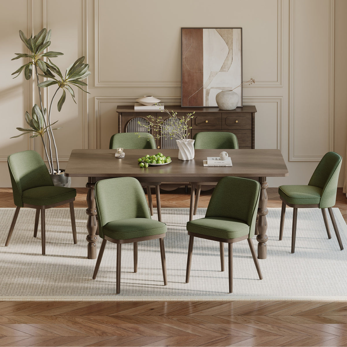 AFO Modern Dining Chairs, Upholstered Fabric Dining Room Chairs with High-Rebound Seat & Curved Backrest