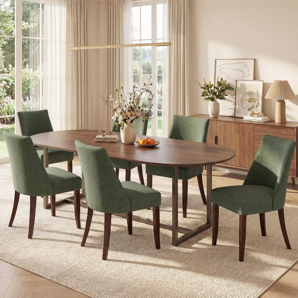 Upholstered Dining Chair Wood Mid Century Side Chair for Kitchen Desk, Dining Room