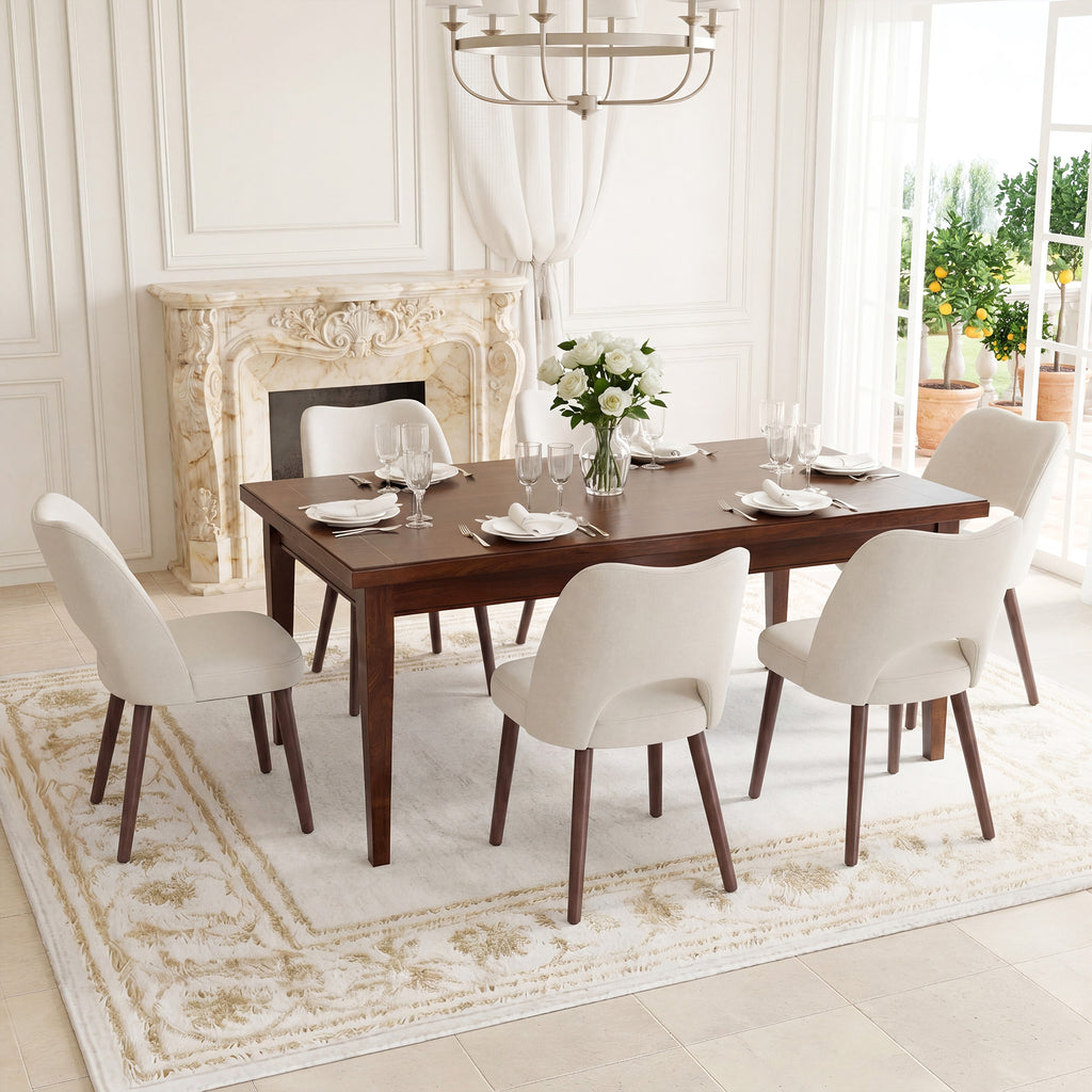 AFO Modern Velvet Dining Chair with Solid Wood Legs, Ergonomic Curved Side Chairs for Dining Room, Cafe and Kitchen
