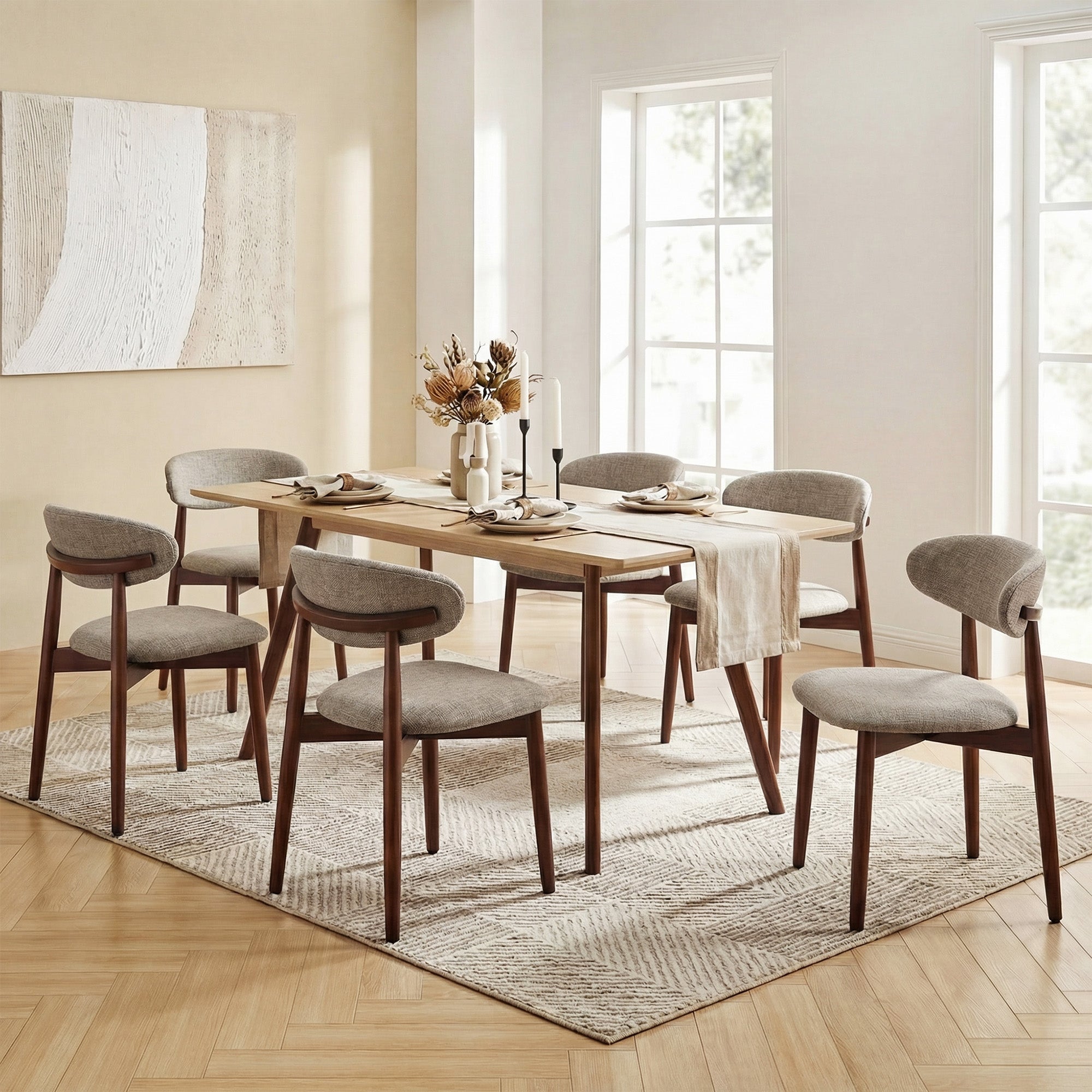 AFO Upholstered Dining Chairs – Fabric Seat, Solid Wood Frame