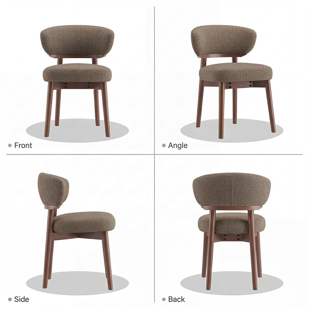 AFO Modern Sherpa Upholstered Dining Chairs, Solid Wood Kitchen Side Chairs with Curved Backrest, Mid-Century Dining Room Chairs for Living Room Restaurant