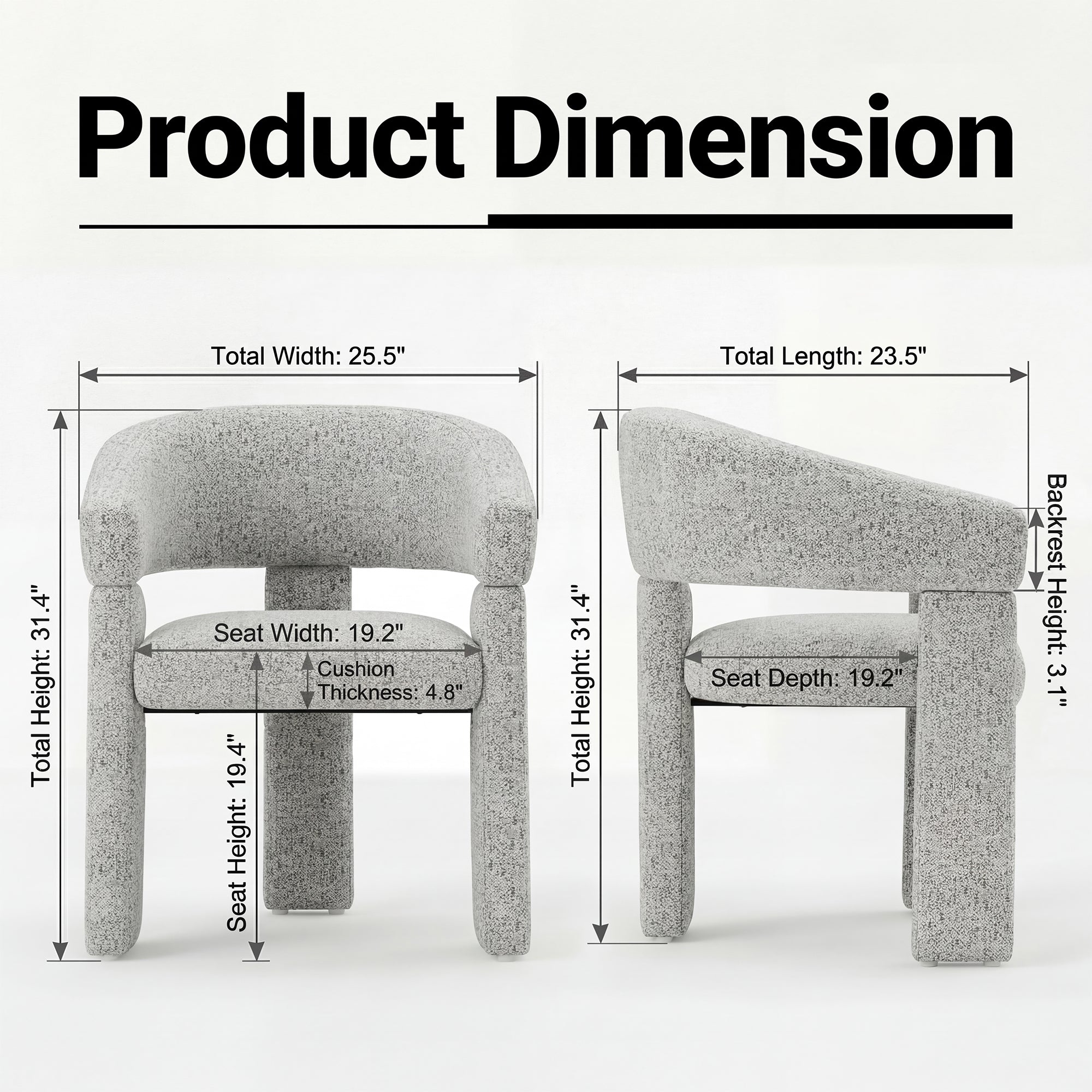 AFO Modern Chenille Dining Chair with Solid Wood Legs & Ergonomic Back