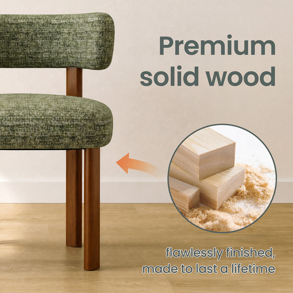 AFO Upholstered Dining Chairs with Solid Wood Legs, Mid-Century Modern Fabric Kitchen Chairs