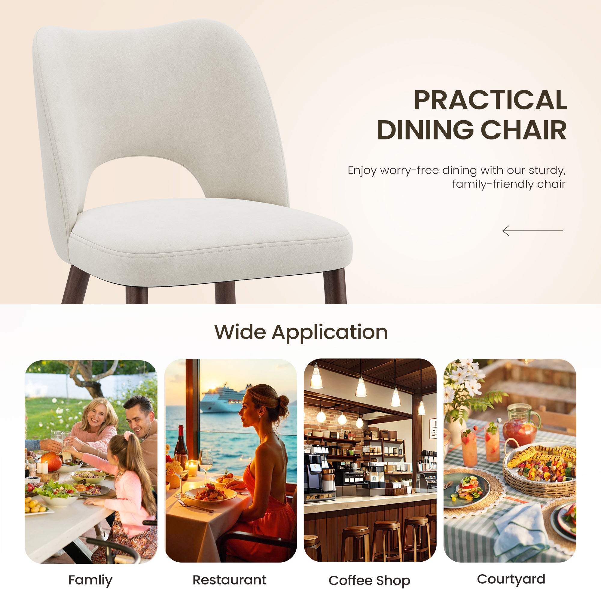 AFO  Modern Fabric/PU Leather Dining Chair