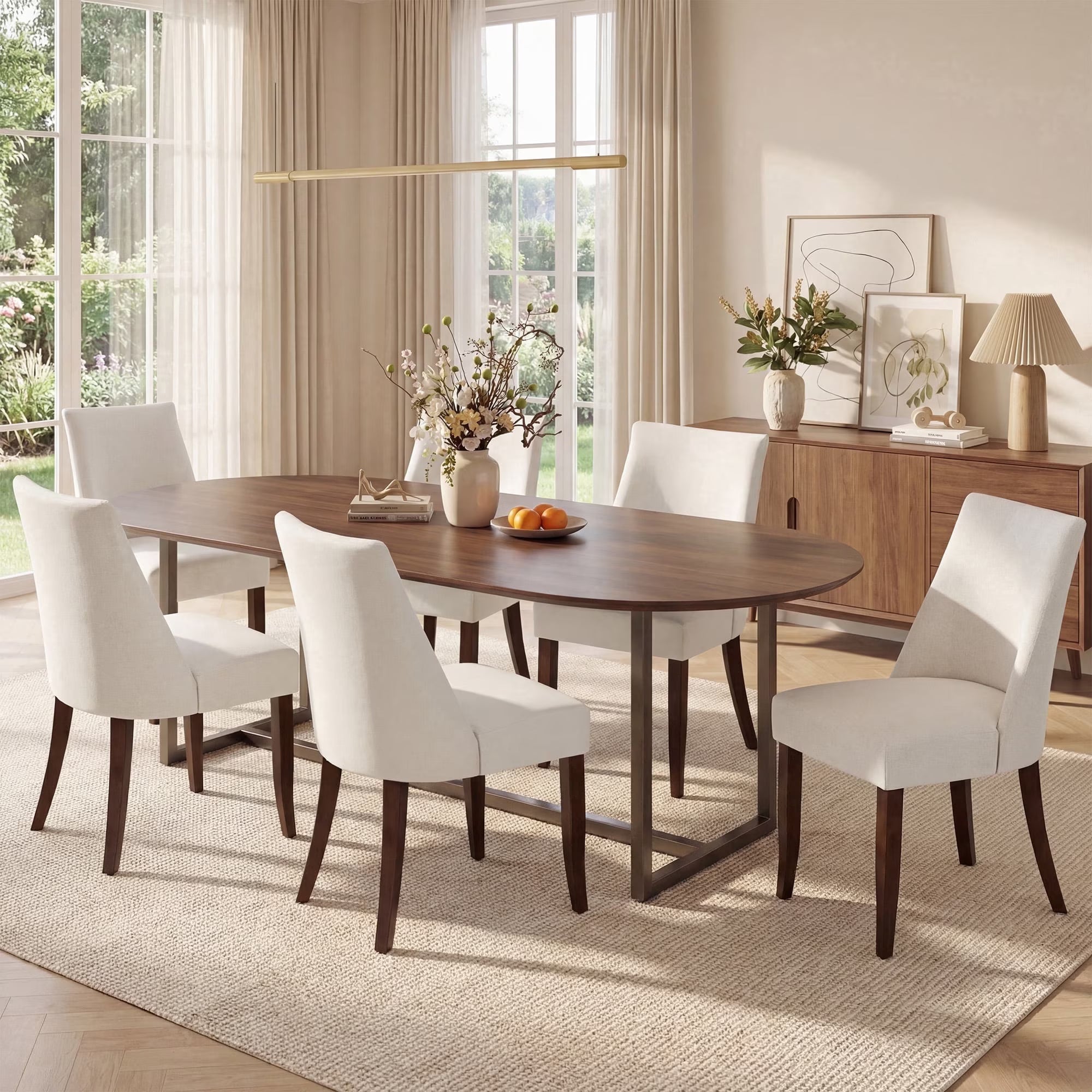 AFO Upholstered Dining Chair with Solid Wood Legs & Padded Seat, Wood Mid Century Side Chair for Kitchen Desk, Dining Room and Restaurant