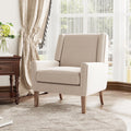 AFO Modern Accent Chair, High Back Upholstered Fabric Armchair with Wood Legs, Mid-Century Wingback Chair for Living Room Bedroom