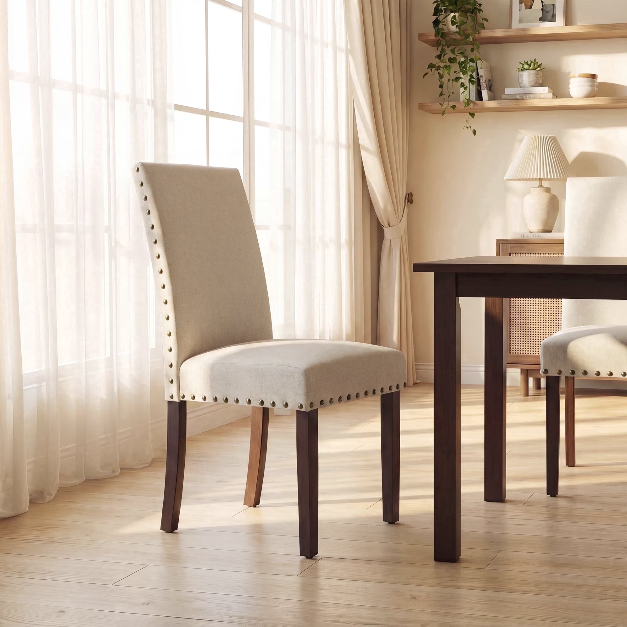 AFO Mid-Century Dining Chair with Solid Wood Legs, High Back Seat for Dining Room, Kitchen and Café