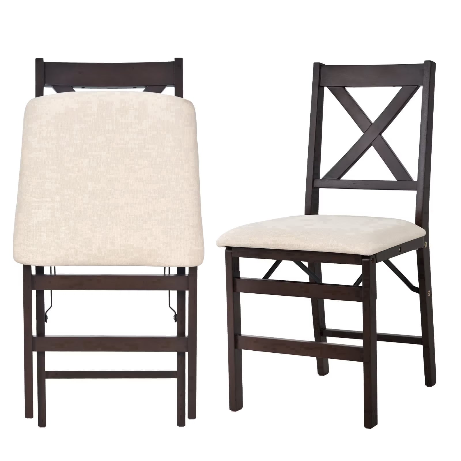 AFO Foldable Wood Dining Chairs with Solid Wood Frame & Upholstered Wide Seat, Folding Kitchen Chairs with Ergonomic High Backrest, 275Lbs Load Capacity