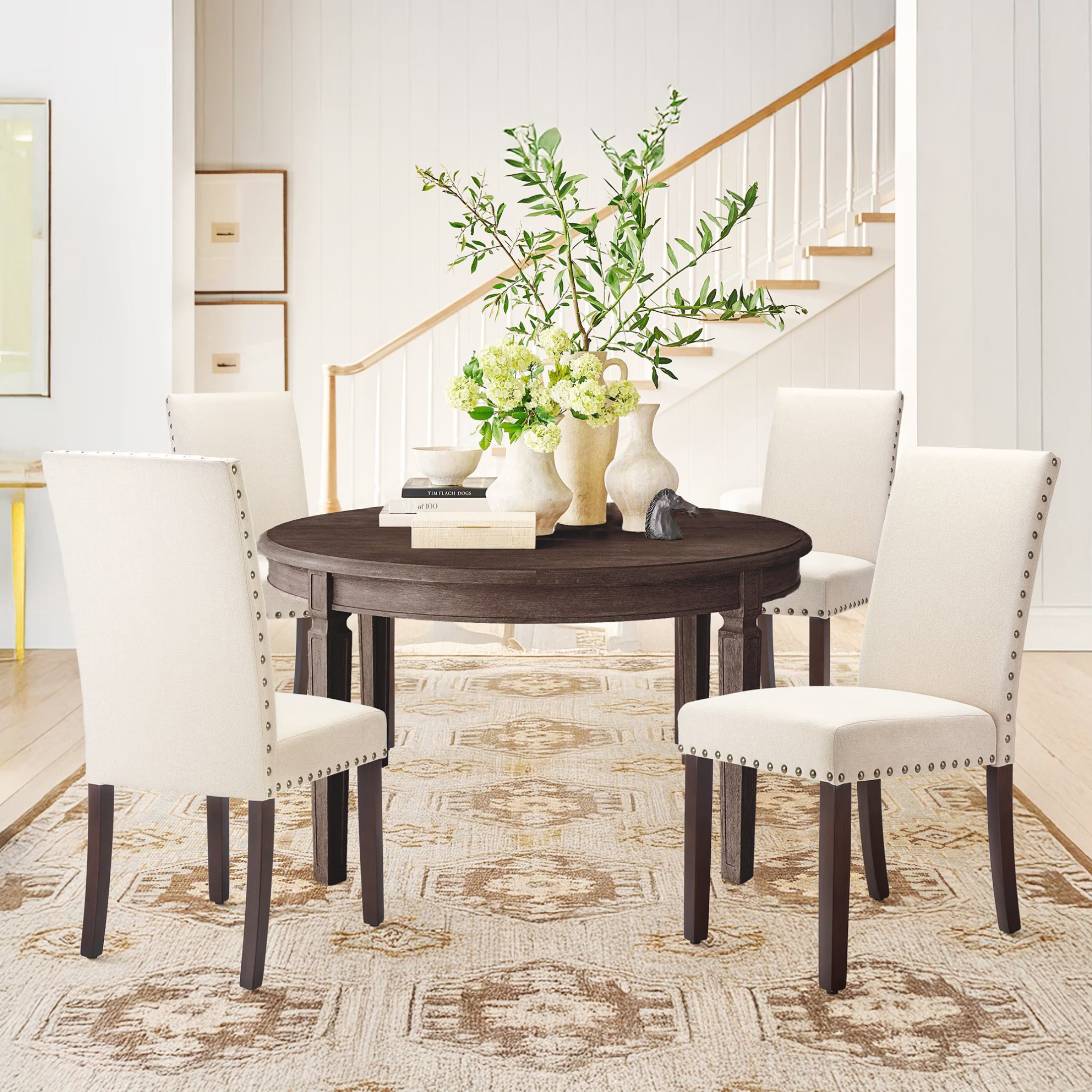 AFO Mid-Century Dining Chair with Solid Wood Legs, High Back Seat for Dining Room, Kitchen and Café