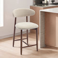 AFO 26" Counter Height Bar Stools, Kitchen Bar Stools With Curved Back & Wood Legs, Mid Century Modern Upholstered, For Kitchen Island Dining Room