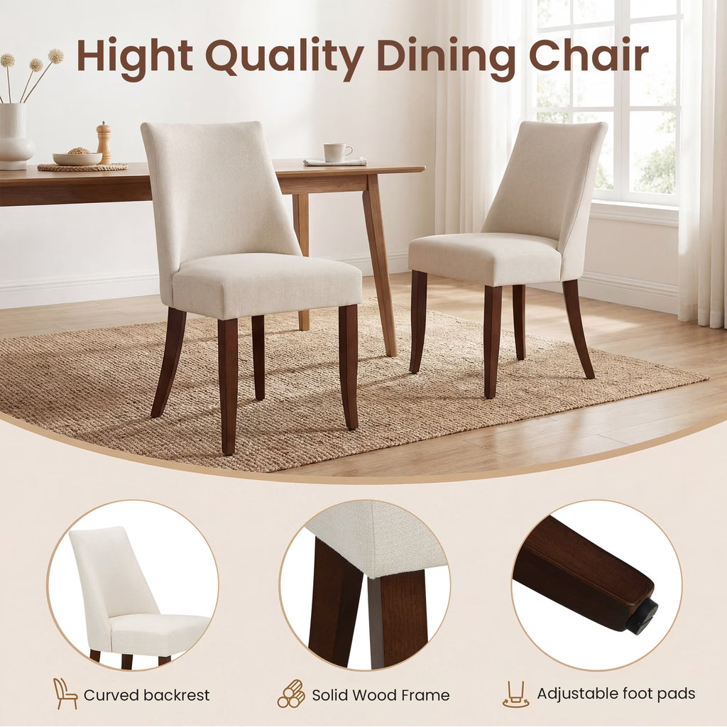 AFO Upholstered Dining Chair with Solid Wood Legs & Padded Seat, Wood Mid Century Side Chair for Kitchen Desk, Dining Room and Restaurant