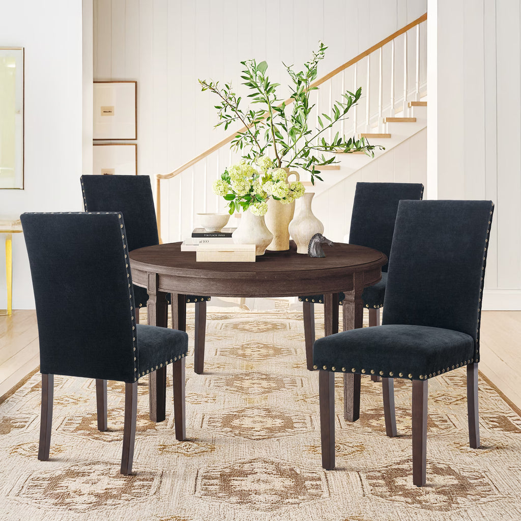 AFO Mid-Century Dining Chair with Solid Wood Legs, High Back Seat for Dining Room, Kitchen and Café