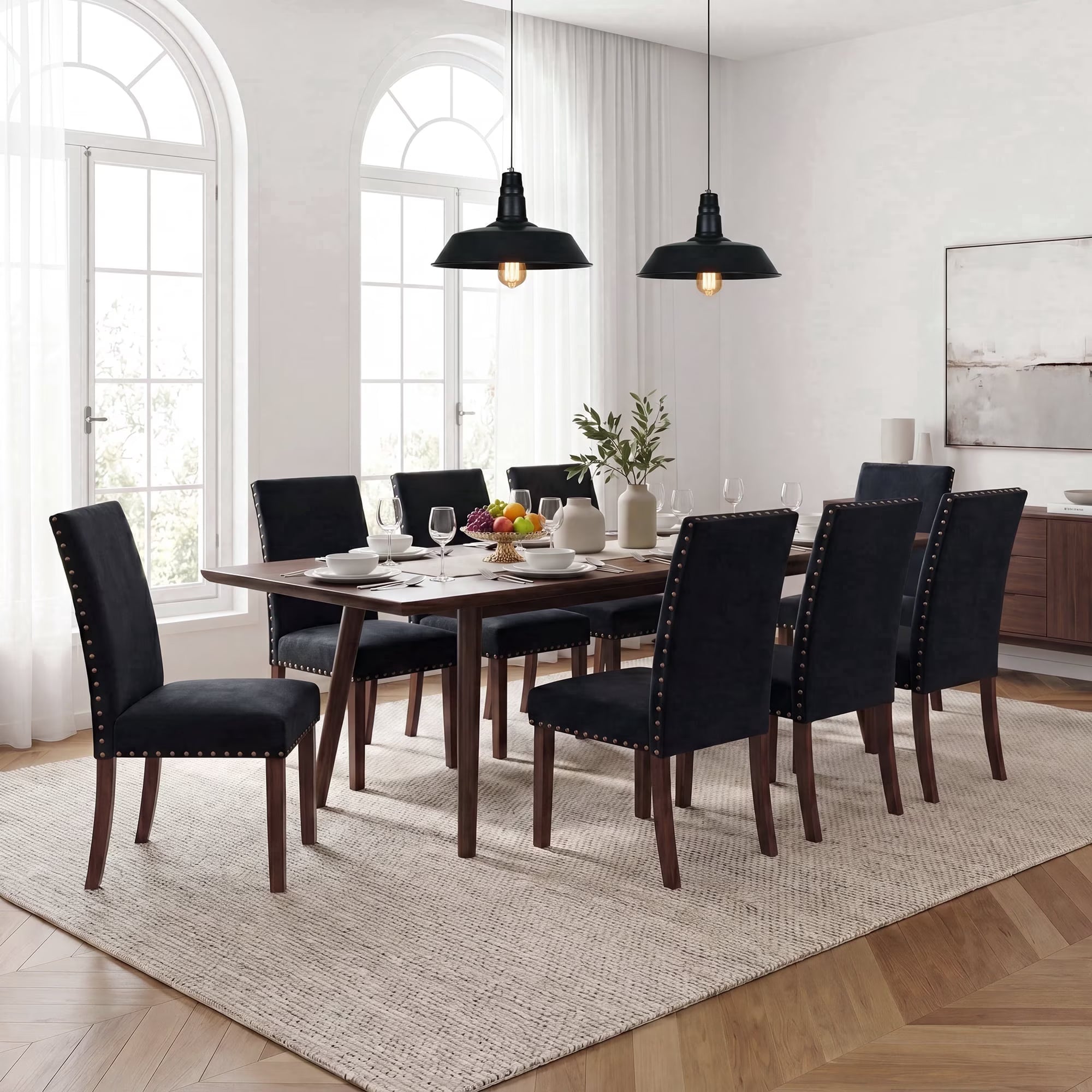 AFO Mid-Century Dining Chair with Solid Wood Legs, High Back Seat for Dining Room, Kitchen and Café