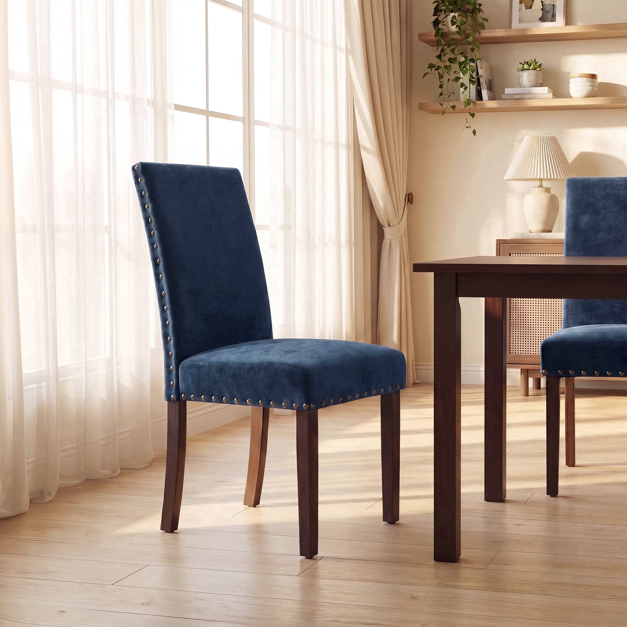 AFO Mid-Century Dining Chair with Solid Wood Legs, High Back Seat for Dining Room, Kitchen and Café