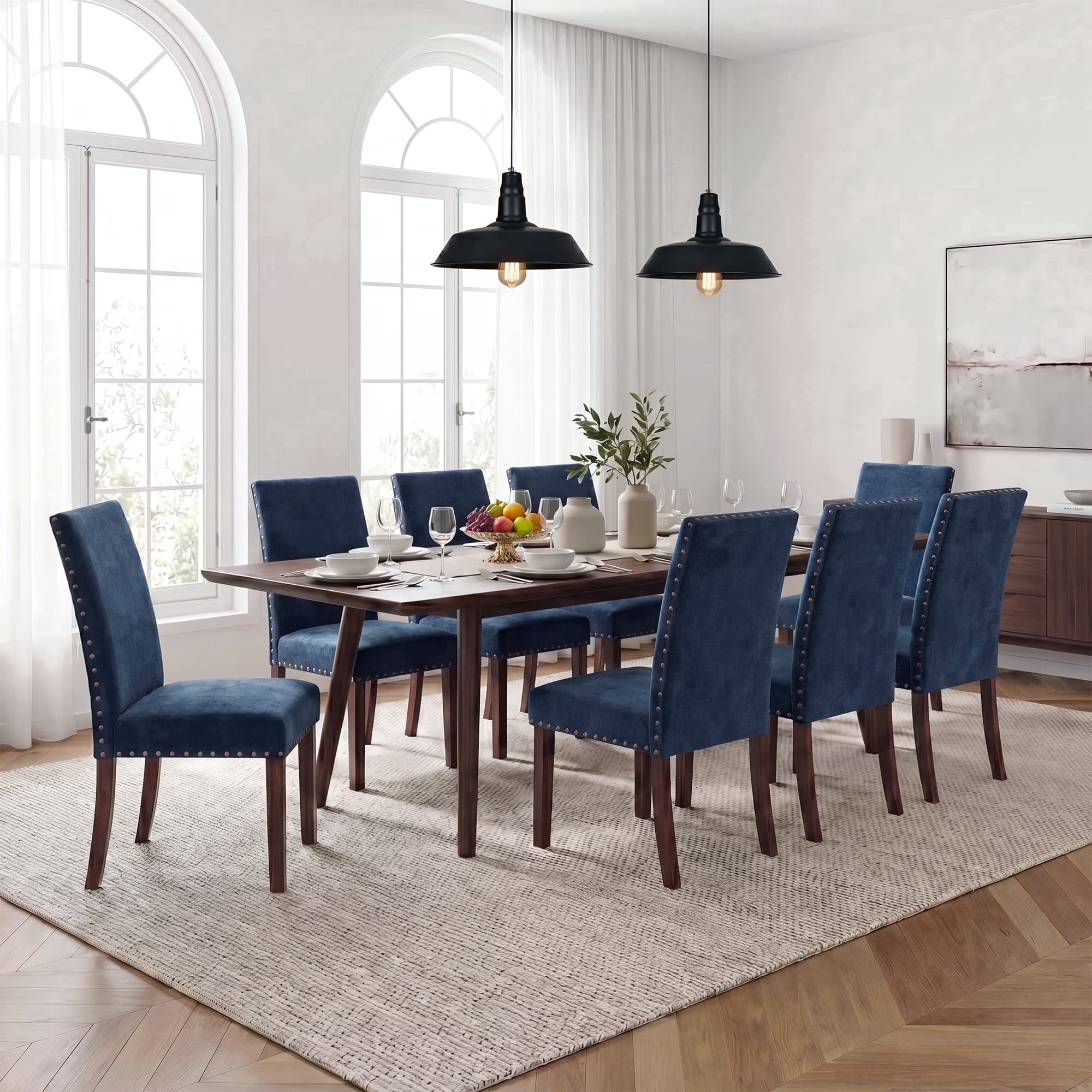 AFO Mid-Century Dining Chair with Solid Wood Legs, High Back Seat for Dining Room, Kitchen and Café