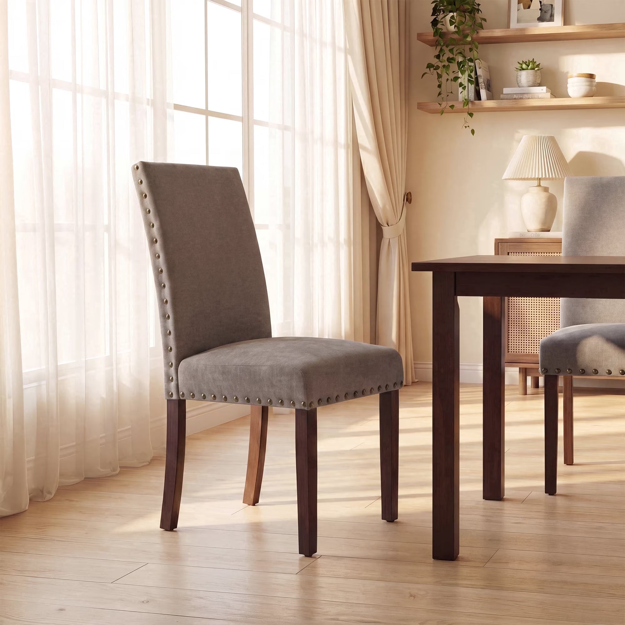 AFO Mid-Century Dining Chair with Solid Wood Legs, High Back Seat for Dining Room, Kitchen and Café