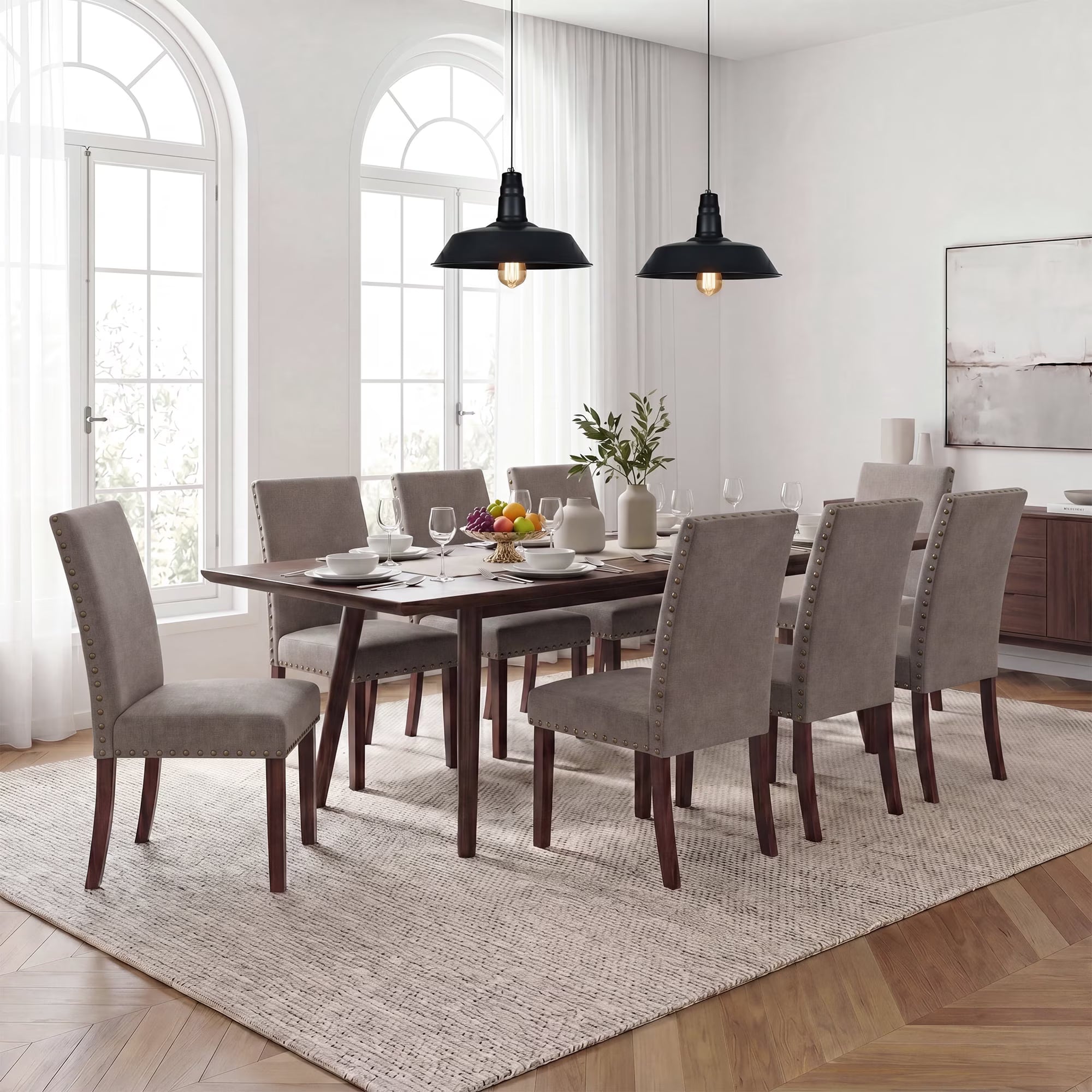 AFO Mid-Century Dining Chair with Solid Wood Legs, High Back Seat for Dining Room, Kitchen and Café