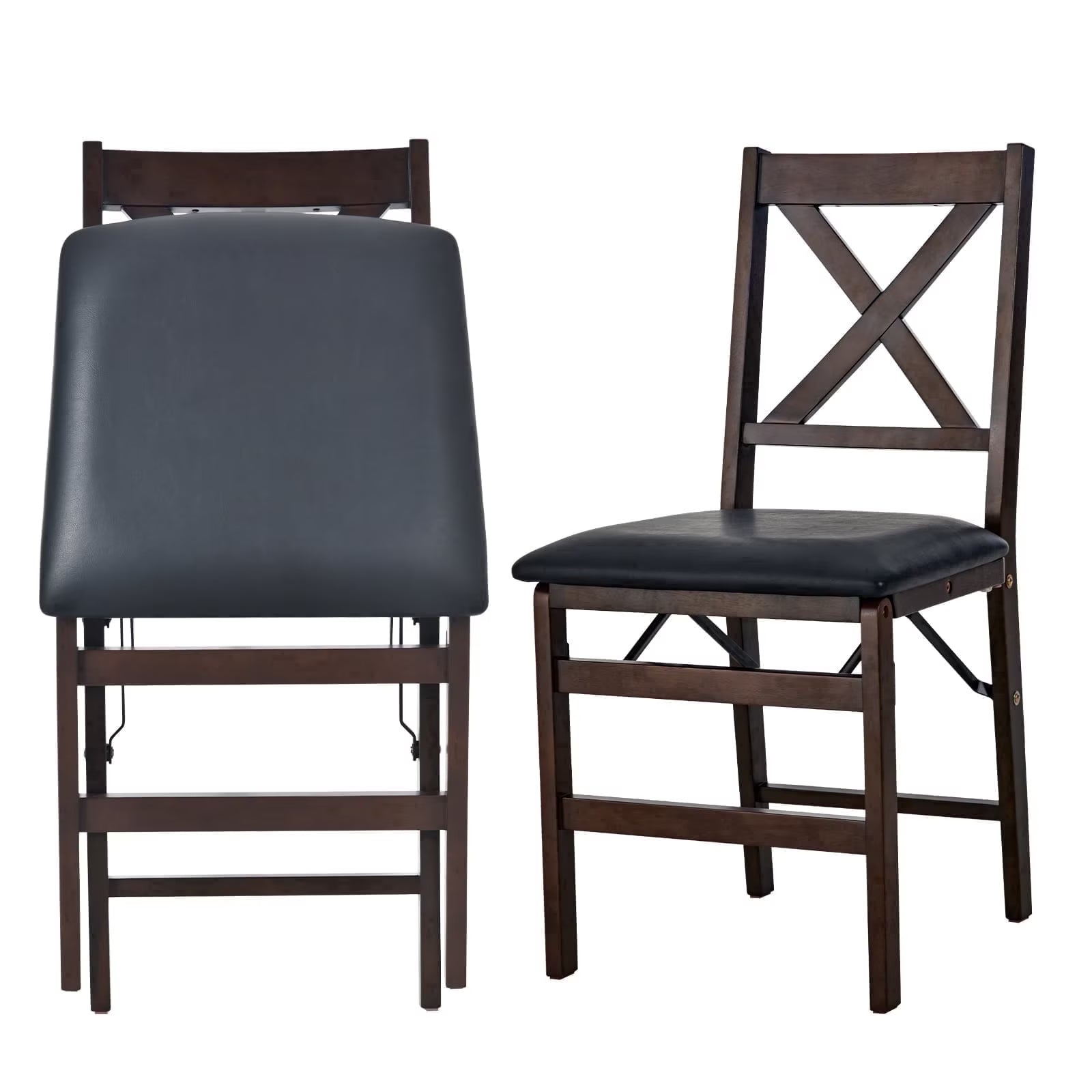 AFO Foldable Wood Dining Chairs with Solid Wood Frame & Upholstered Wide Seat, Folding Kitchen Chairs with Ergonomic High Backrest, 275Lbs Load Capacity