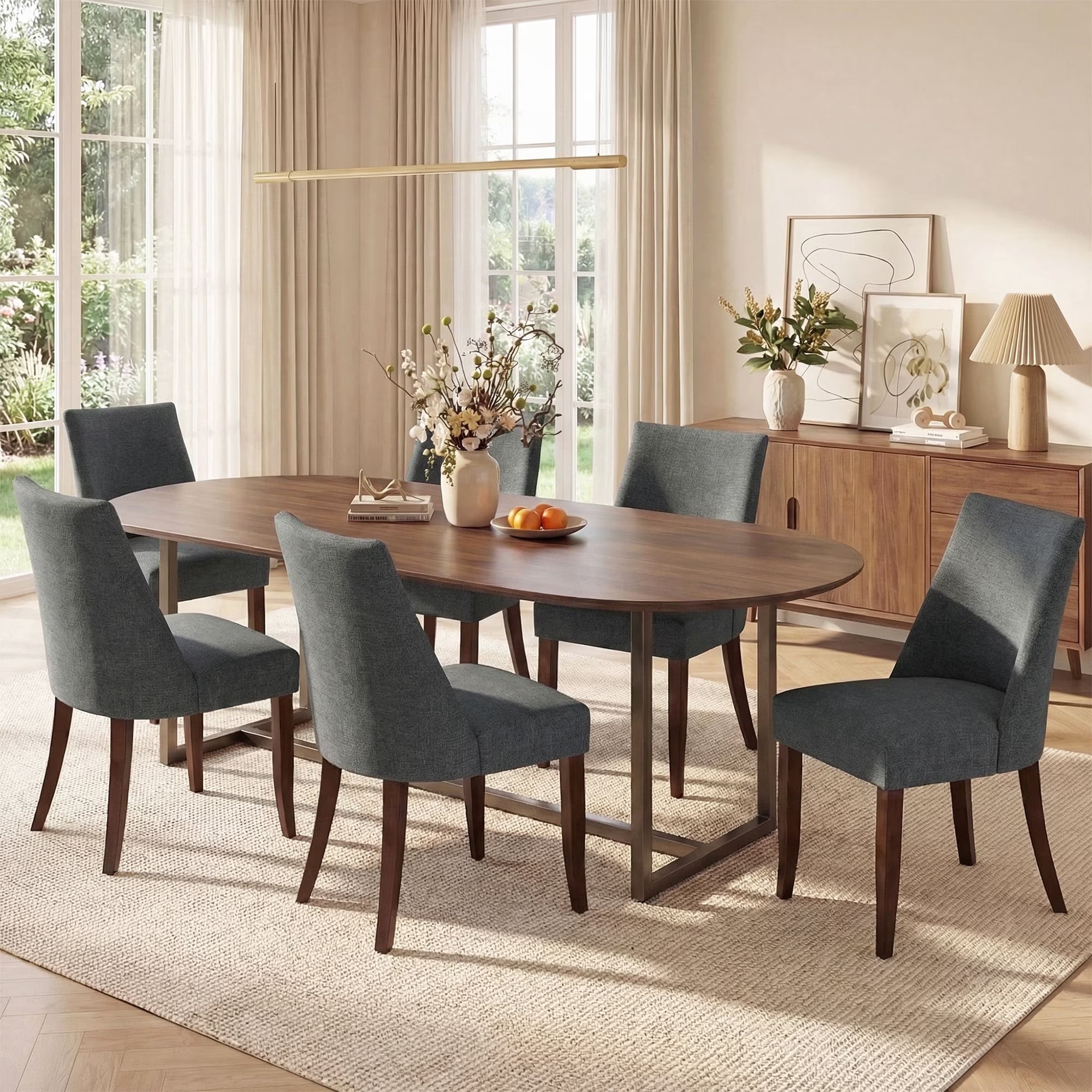 AFO Upholstered Dining Chair with Solid Wood Legs & Padded Seat, Wood Mid Century Side Chair for Kitchen Desk, Dining Room and Restaurant