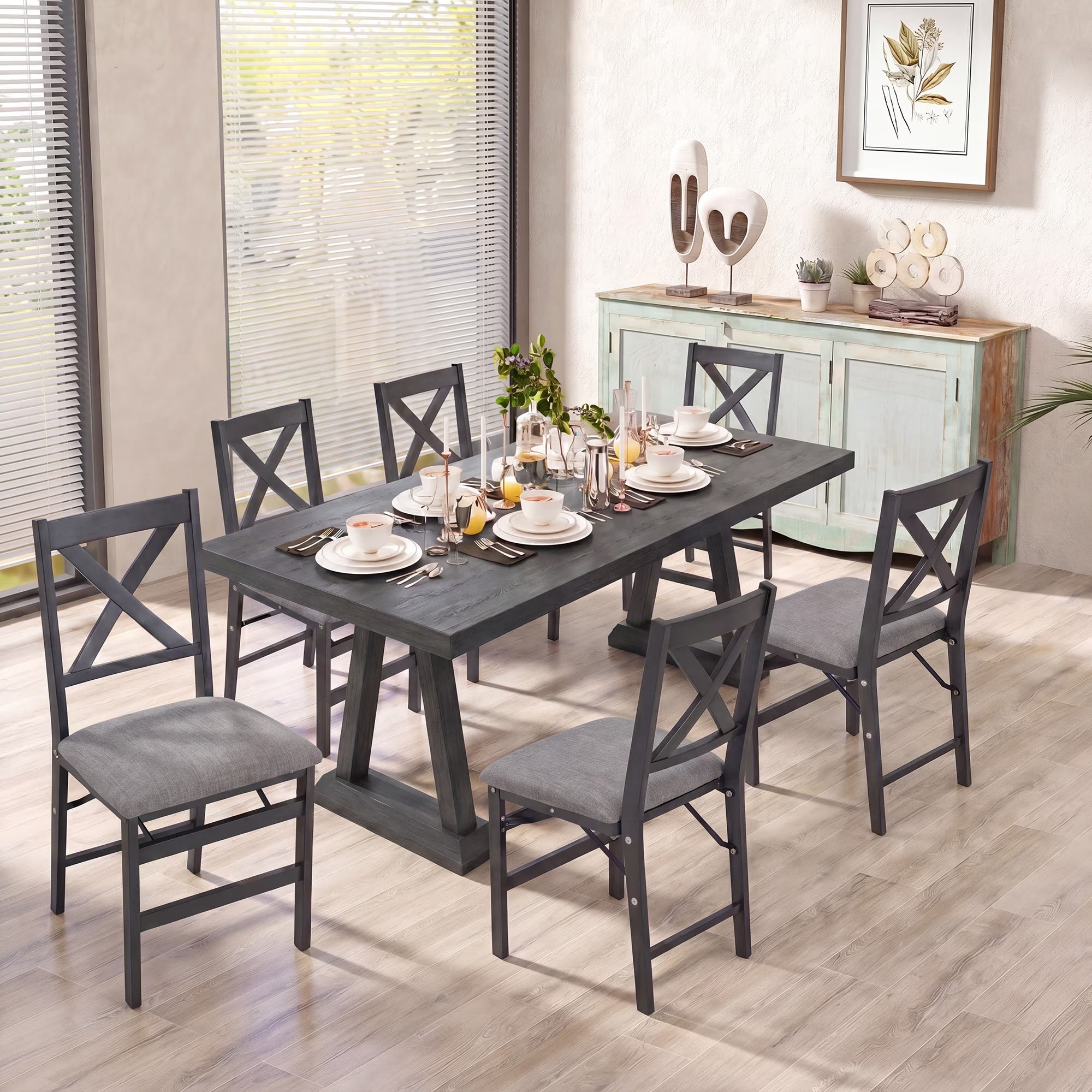 AFO Foldable Wood Dining Chairs with Solid Wood Frame & Upholstered Wide Seat, Folding Kitchen Chairs with Ergonomic High Backrest, 275Lbs Load Capacity