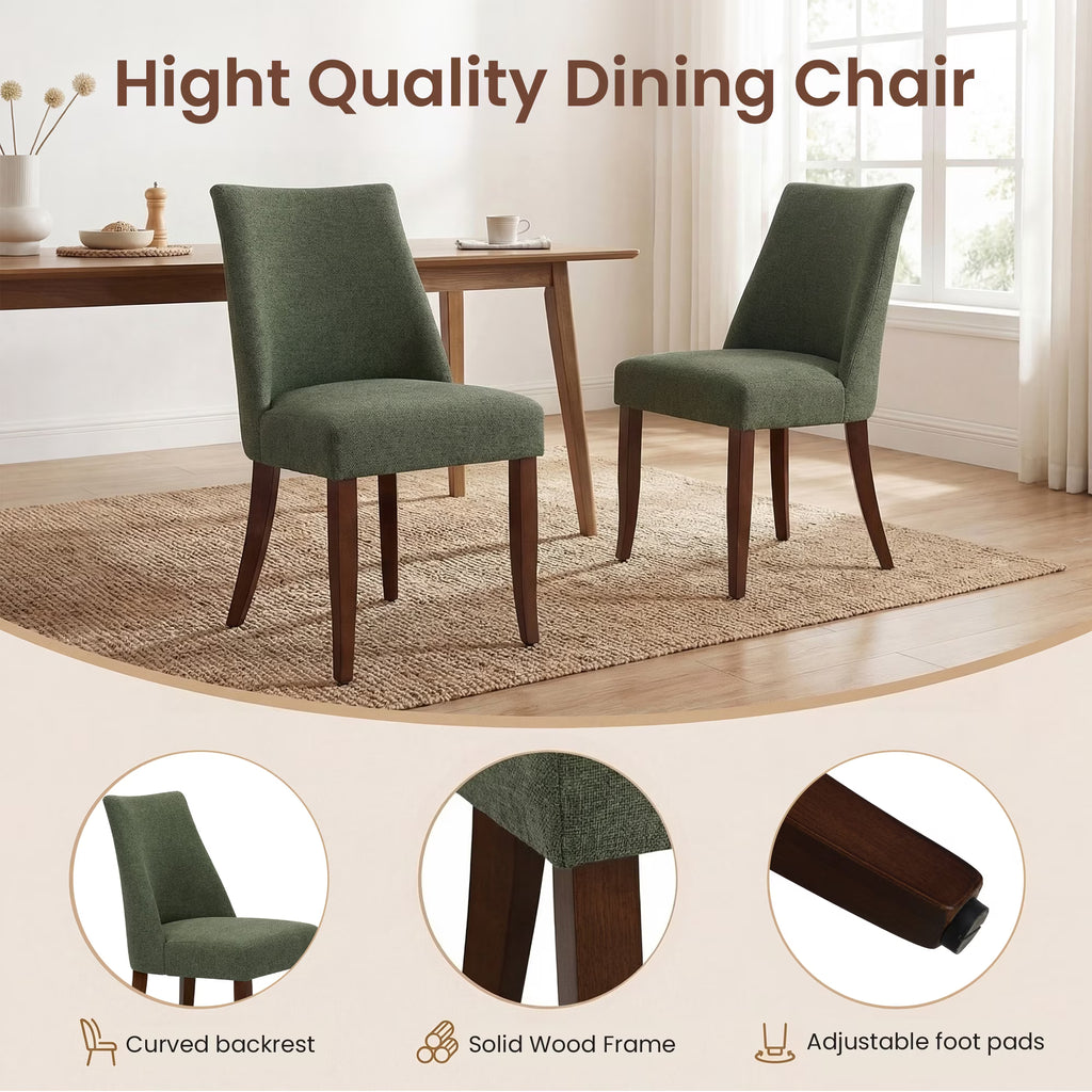 AFO Upholstered Dining Chair with Solid Wood Legs & Padded Seat, Wood Mid Century Side Chair for Kitchen Desk, Dining Room and Restaurant