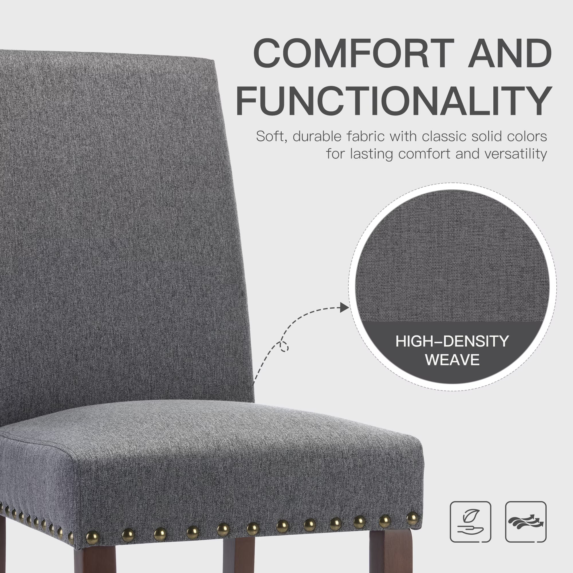 AFO Mid-Century Dining Chair with Solid Wood Legs, High Back Seat for Dining Room, Kitchen and Café