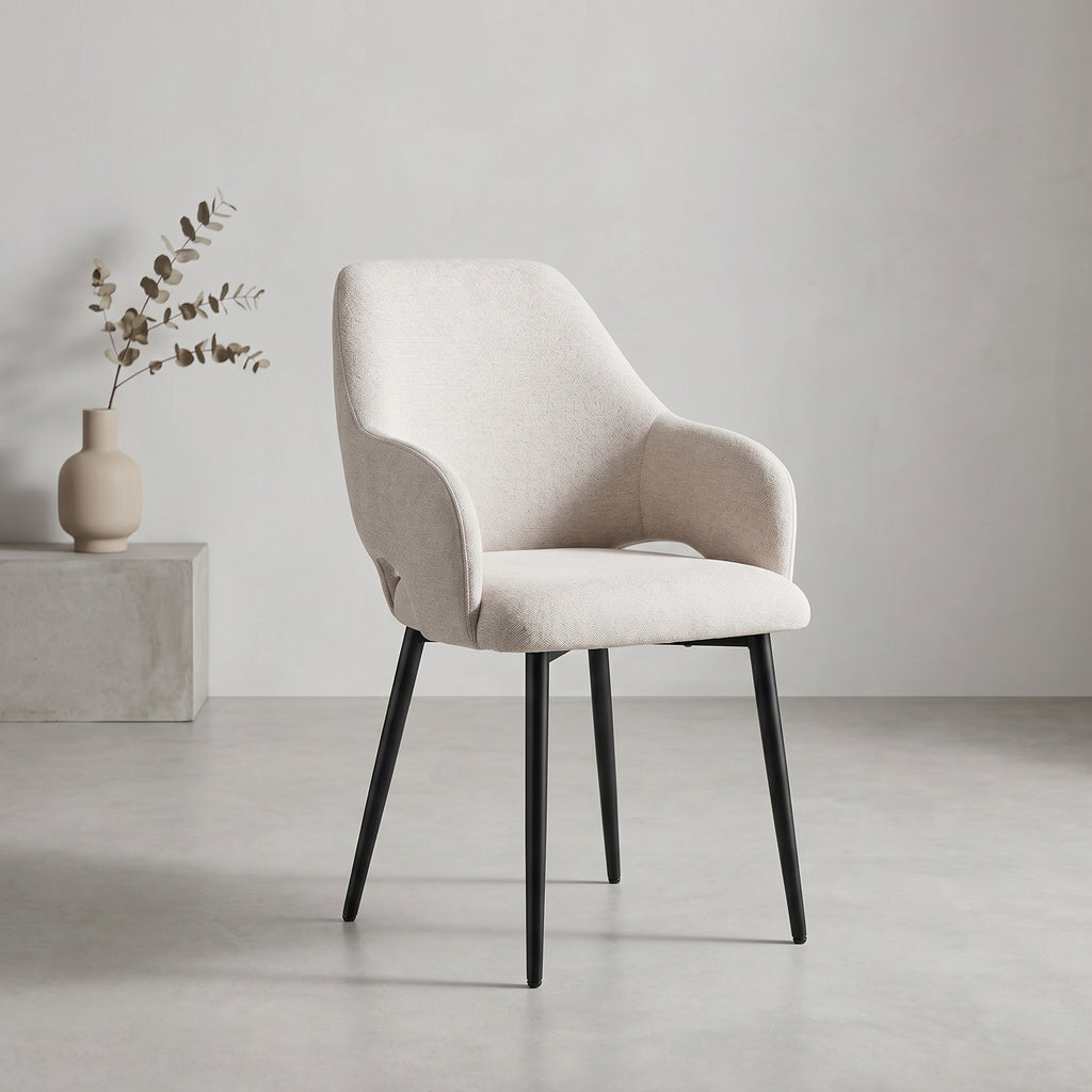 AFO Modern Chenille Dining Chair with Metal Legs & Ergonomic Back