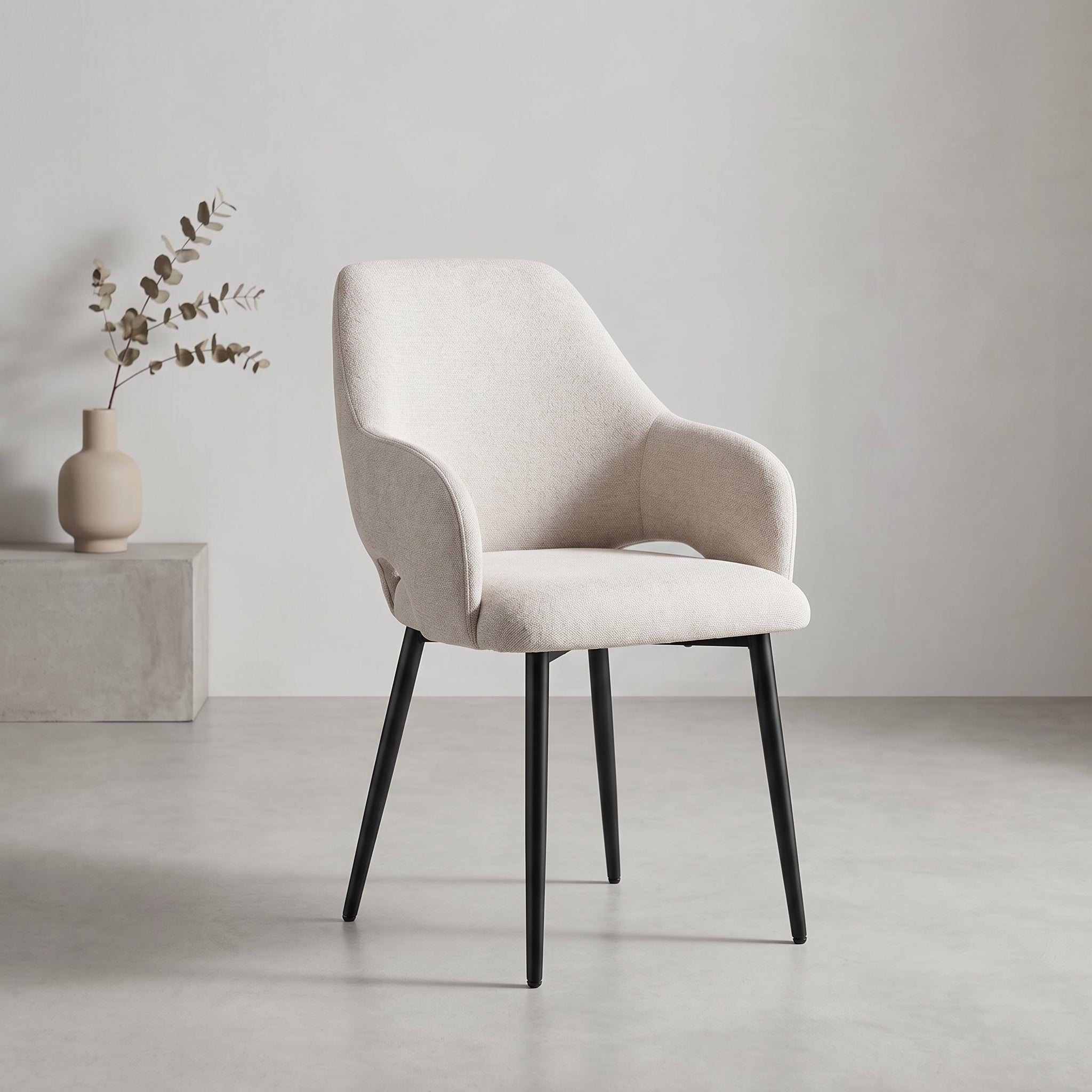 AFO Modern Chenille Dining Chair with Metal Legs & Ergonomic Back
