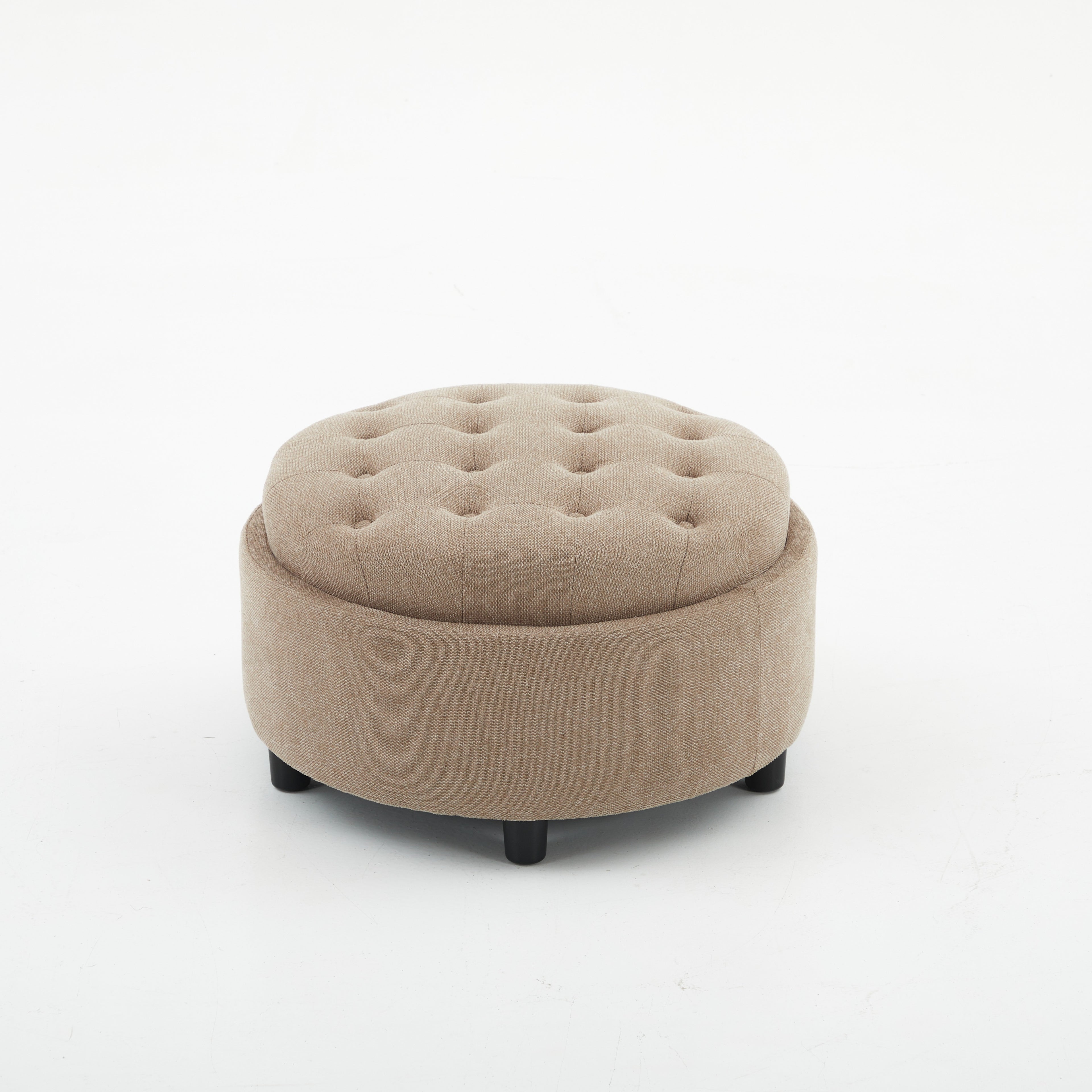 AFO 3-in-1 Round Fabric Storage Ottoman 25"x25"