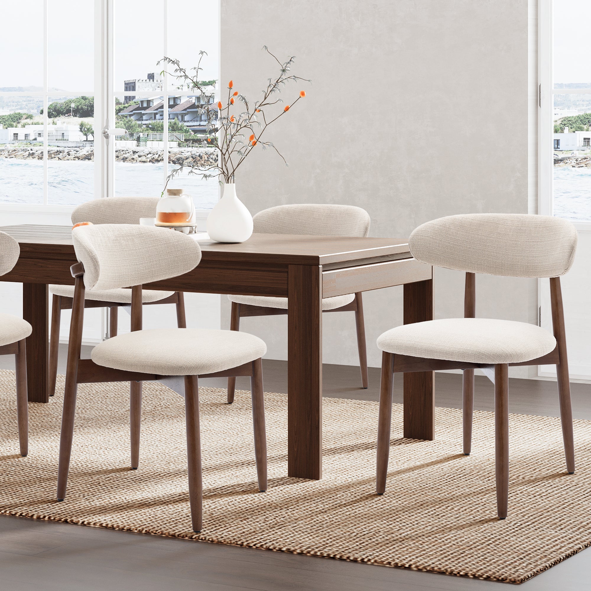 AFO Upholstered Dining Chairs – Fabric Seat, Solid Wood Frame