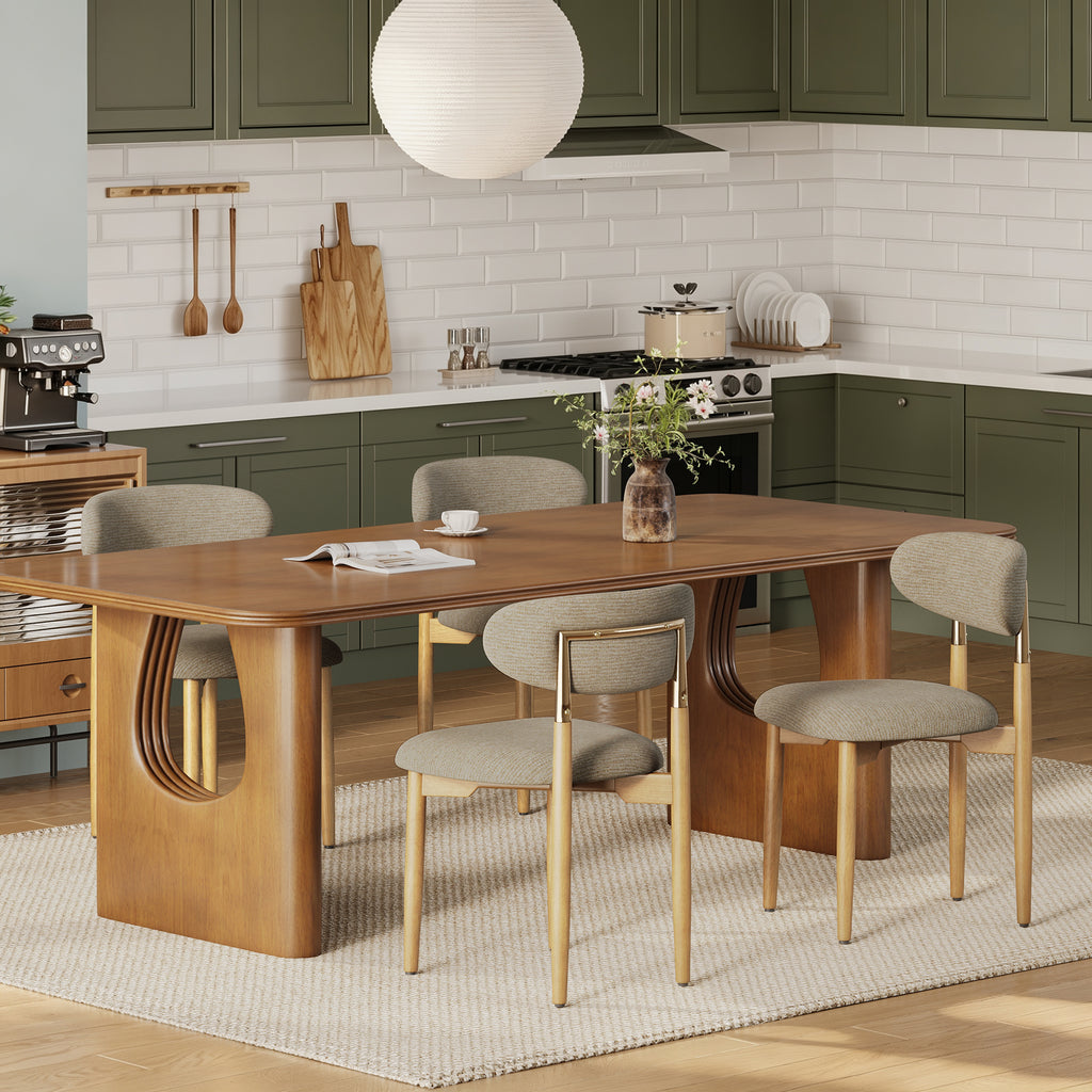 AFO Dining Chairs, Chenille Upholstered Kitchen Side Chairs with Wood Legs and Backrest for Modern Mid-Century Dining Room and Restaurant