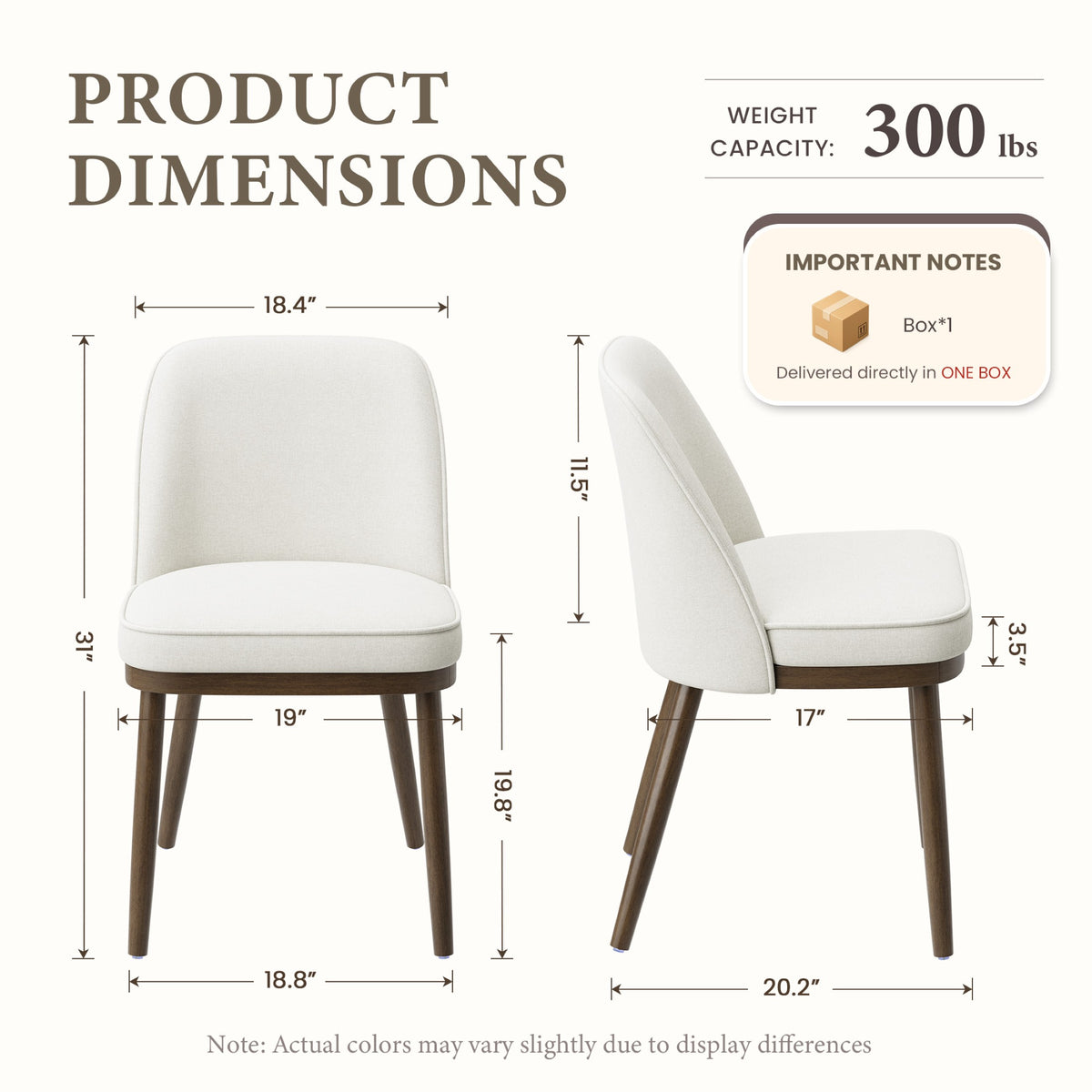 AFO Modern Dining Chairs, Upholstered Fabric Dining Room Chairs with High-Rebound Seat & Curved Backrest