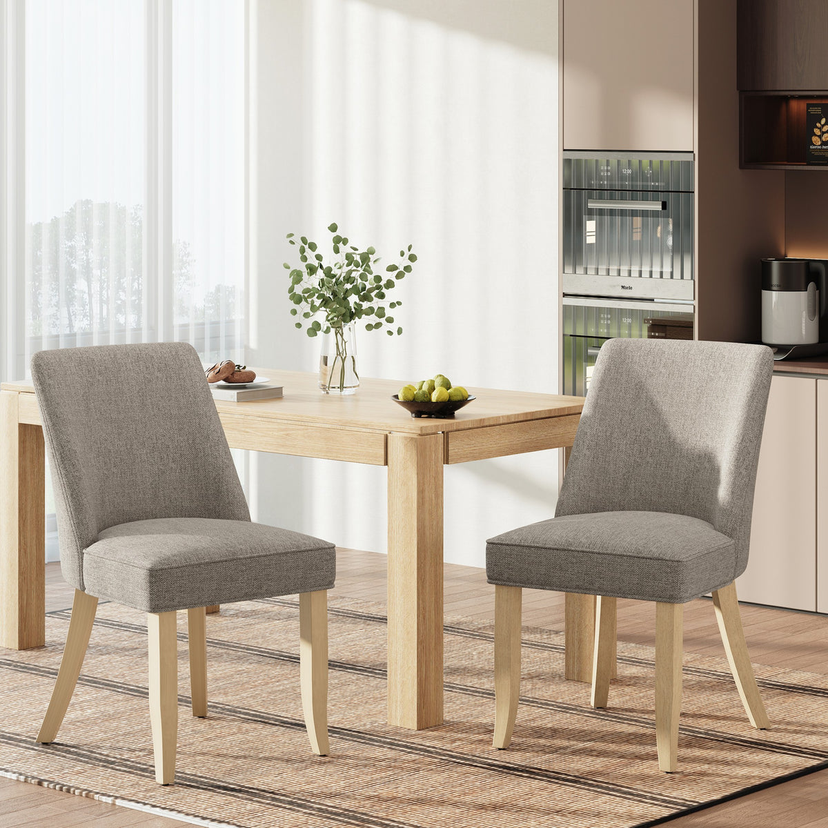 AFO Dining Chairs, Modern Upholstered Kitchen Side Chairs with Wood Legs & Ergonomic Backrest, Mid-Century Dining Room Chairs for Kitchen, Dining Room & Restaurant