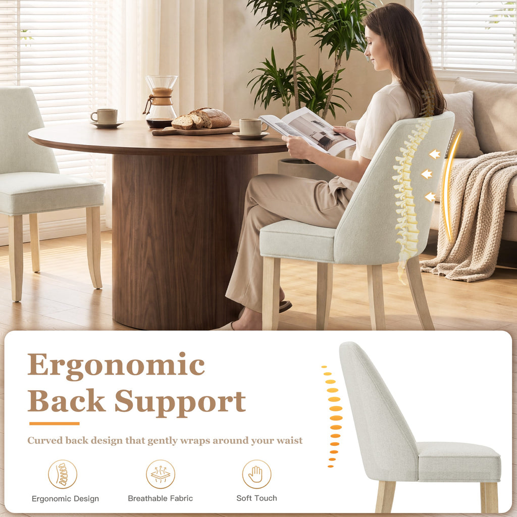 AFO Dining Chairs, Modern Upholstered Kitchen Side Chairs with Wood Legs & Ergonomic Backrest, Mid-Century Dining Room Chairs for Kitchen, Dining Room & Restaurant
