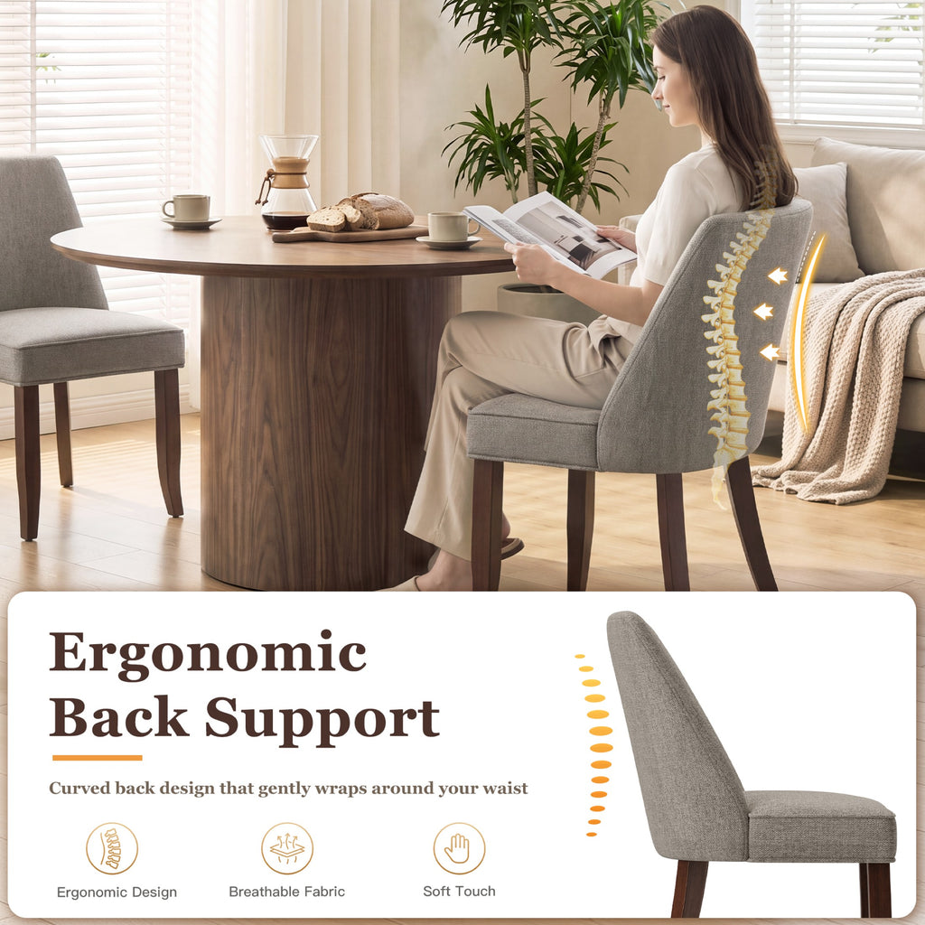 AFO Dining Chairs, Modern Upholstered Kitchen Side Chairs with Wood Legs & Ergonomic Backrest, Mid-Century Dining Room Chairs for Kitchen, Dining Room & Restaurant