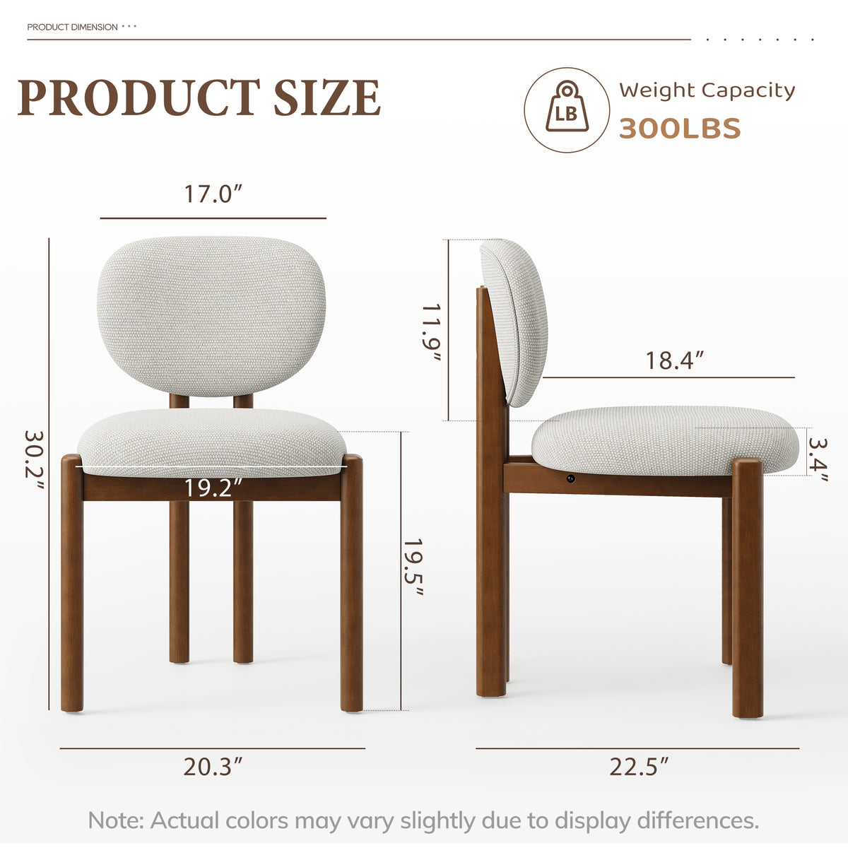 Dining Chairs with Wood Legs, Upholstered Side Chairs with Ergonomic Backrest for Dining Room and Kitchen