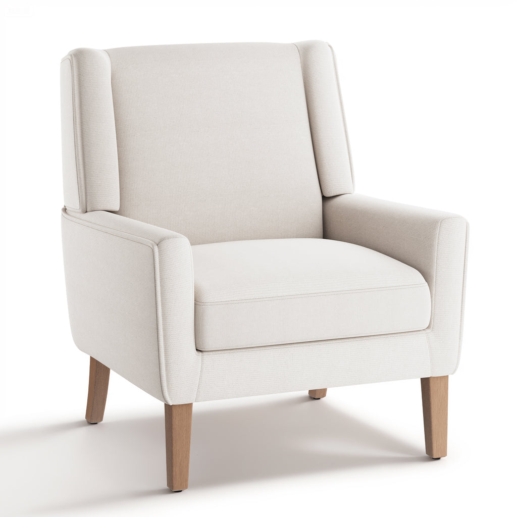 AFO Upholstered Modern Accent Chair with Wood Legs